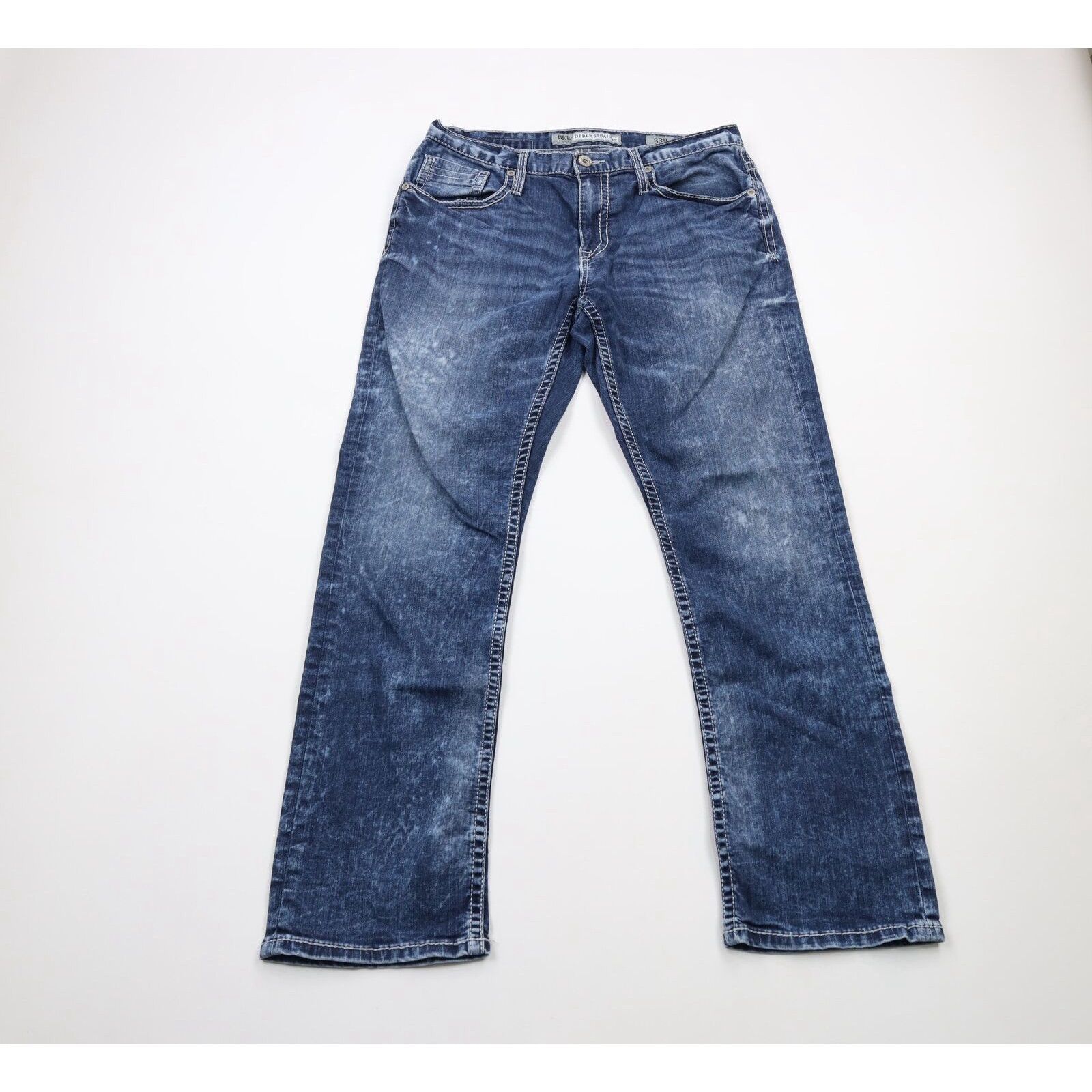 Buckle Buckle BKE Mens 33x30 Acid Wash Stretch Thick Stitch Derek
