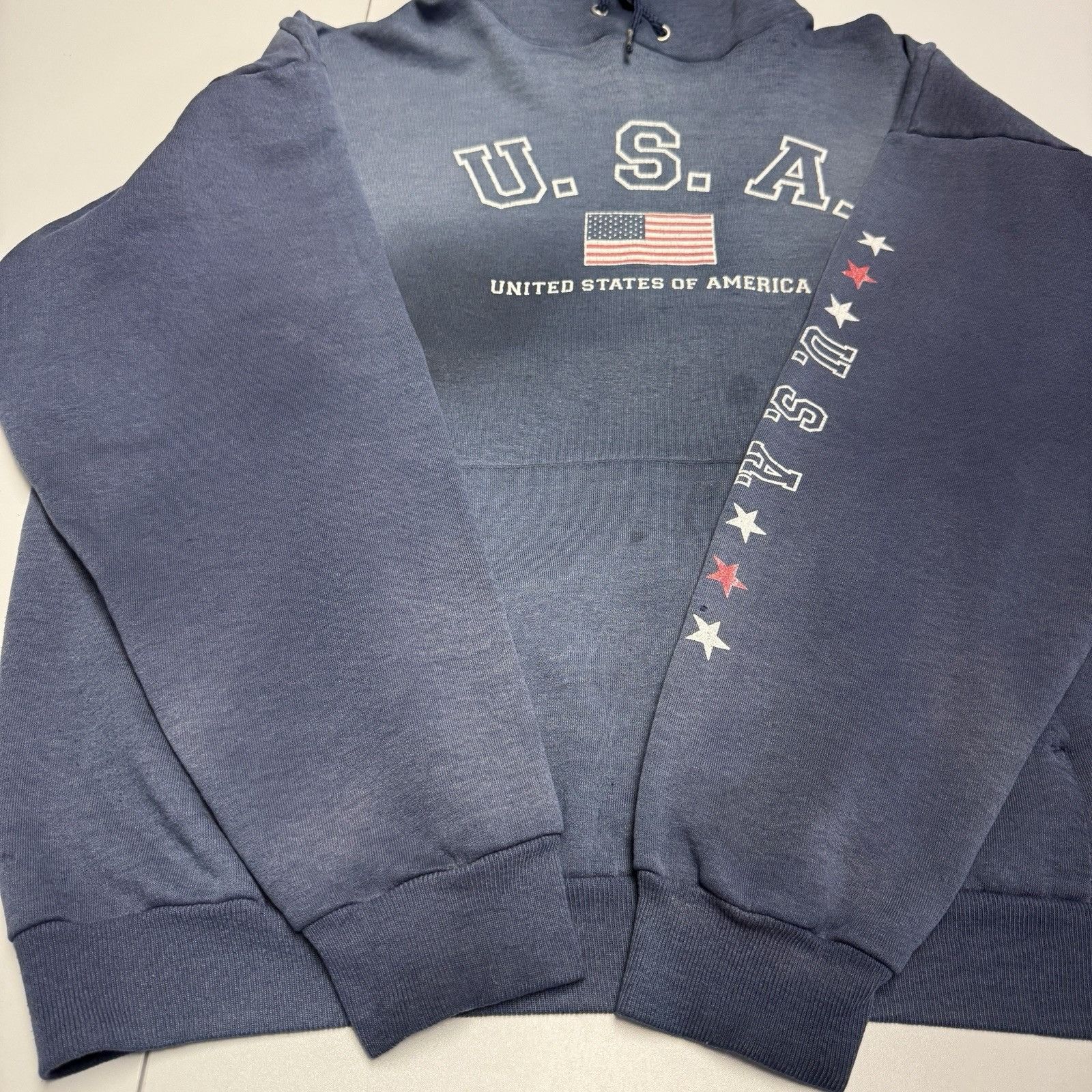 Vintage Vintage USA Hoodie Sweatshirt Mens XL 25.5x26 Faded Blue Y2K Size US XL / EU 56 / 4 - 10 Thumbnail