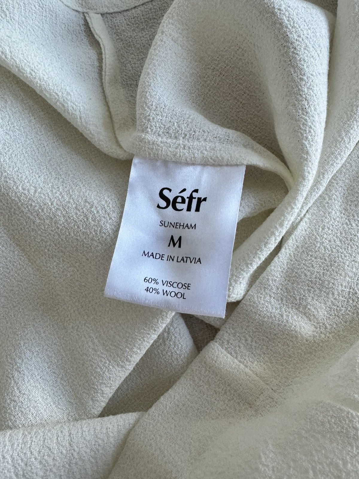 Sefr Séfr Suneham Textured Viscose Wool Shirt Off-White Size M Size US M / EU 48-50 / 2 - 5 Thumbnail