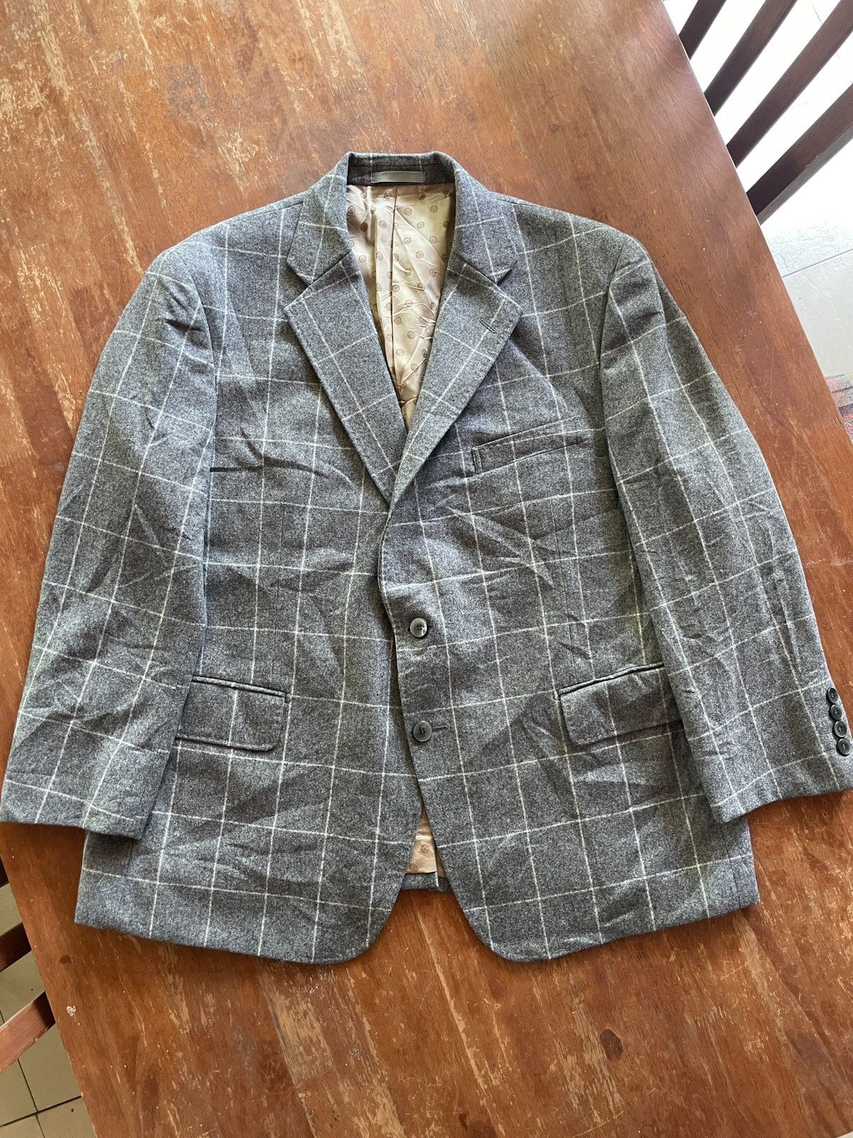 Designer × Vitale Barberis Canonico Vintage classic Vitale Barberis Canonico Gray Plaid blazer Size 40R - 2 Thumbnail