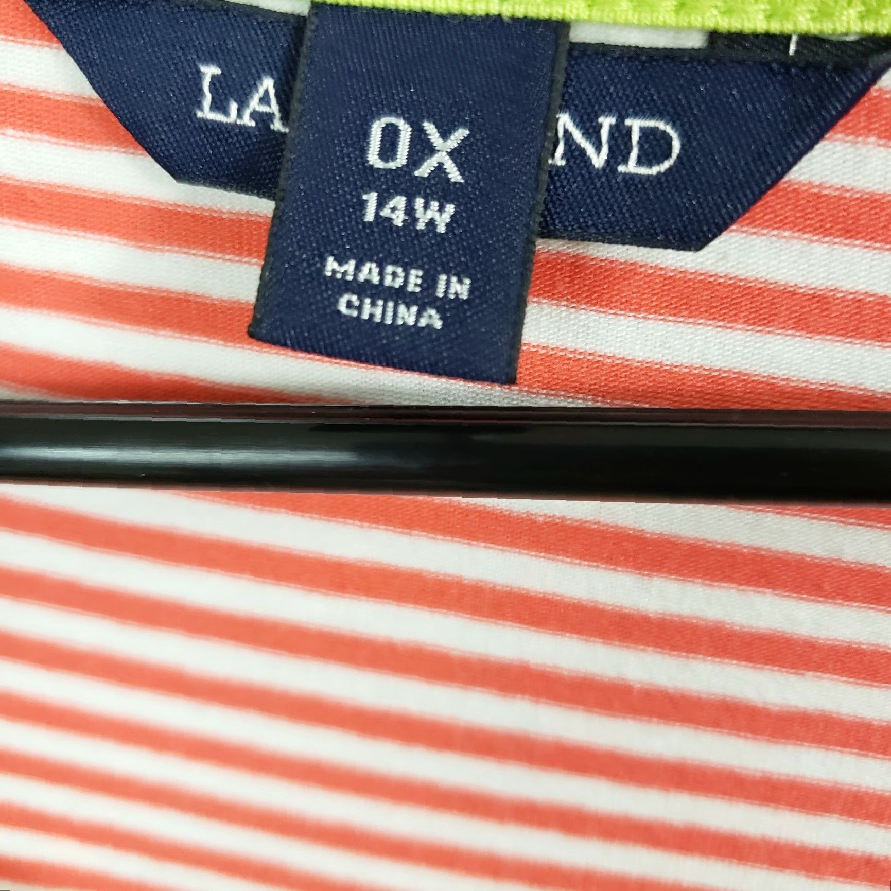Lands' End VINTAGE Lands End Womens Dress Sz 14W Coral Pink Striped Short Sleeve Cotton Blend Size 36" / US 14 / IT 50 - 6 Thumbnail
