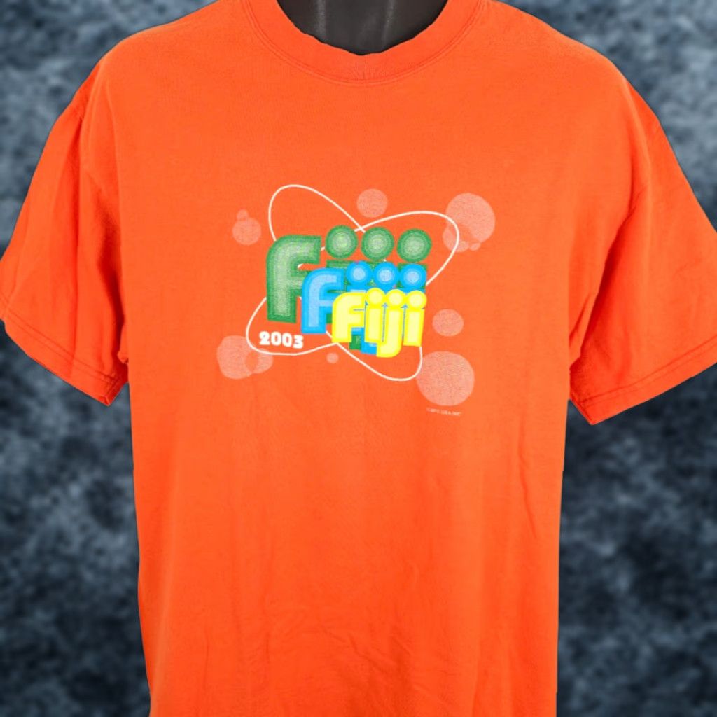 Hanes VINTAGE Hanes Fiji T Shirt Mens Large Orange 90s Travel Destination Tee Size US L / EU 52-54 / 3 - 1 Thumbnail