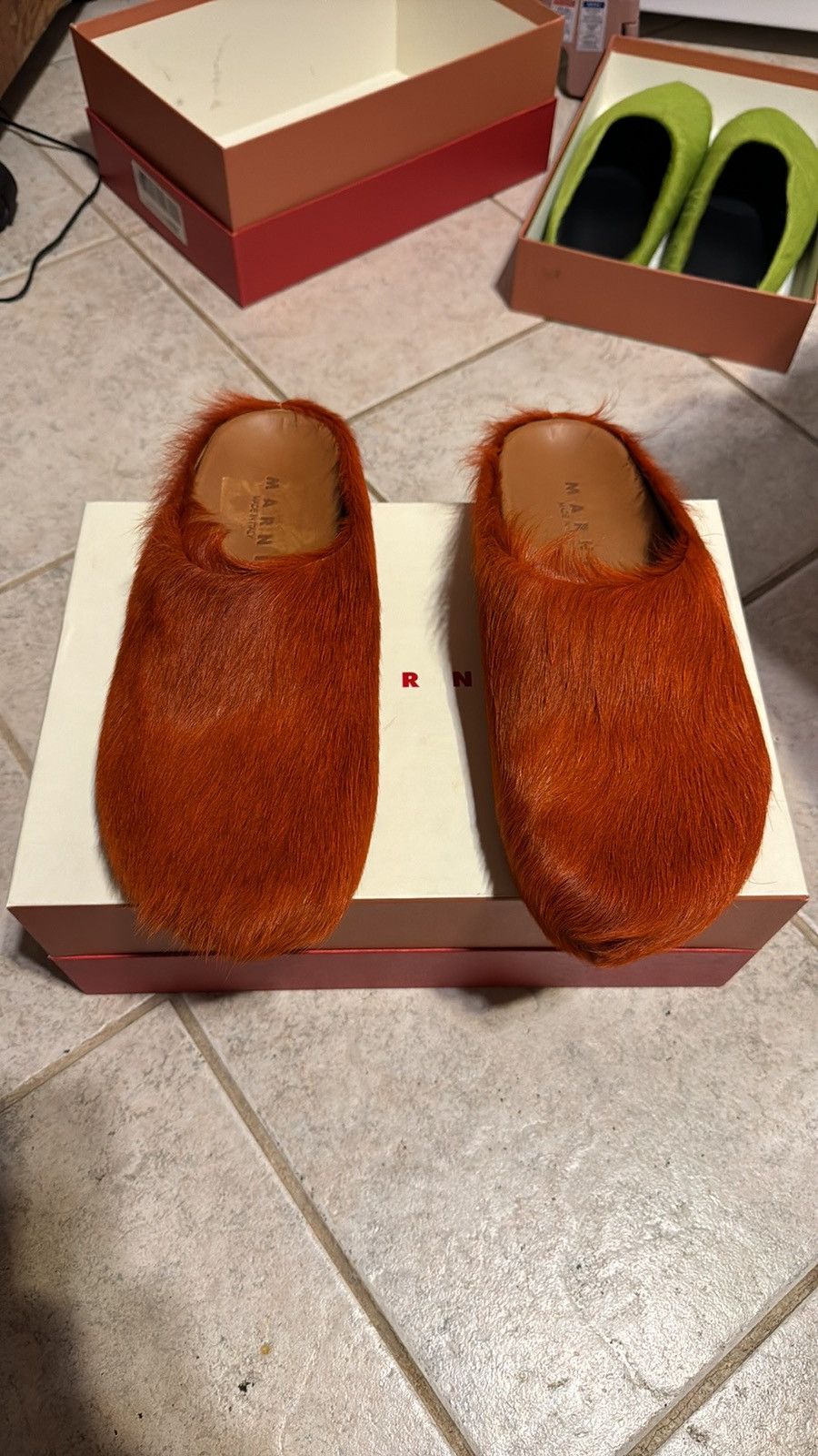 Marni Marni Fussbett Sabot Long Hair calfskin Orange Easy Mule 44 Size US 11 / EU 44 - 2 Thumbnail