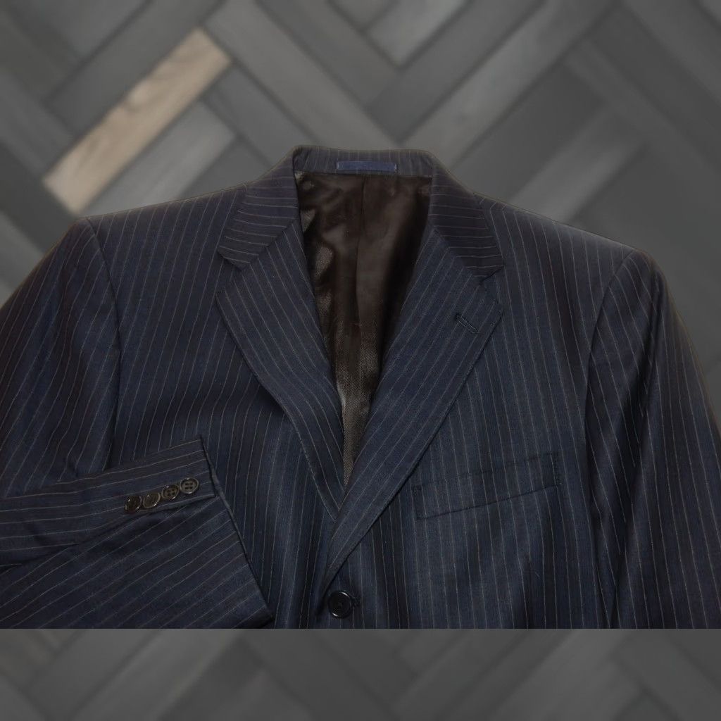 Loro Piana Daniel Cremieux Men's Suit 2 Piece Blue Wool Striped 42 Regular 42 Jacket 29x? Pants - Loro Piana Fabric (Note: This is not adding new info) Size 42R - 1 Thumbnail