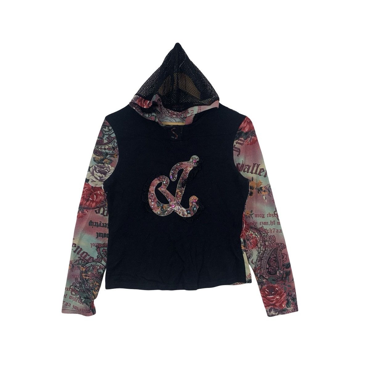 SOLSTICE Paisley And Floral Appliqué Logo Hoodie Top