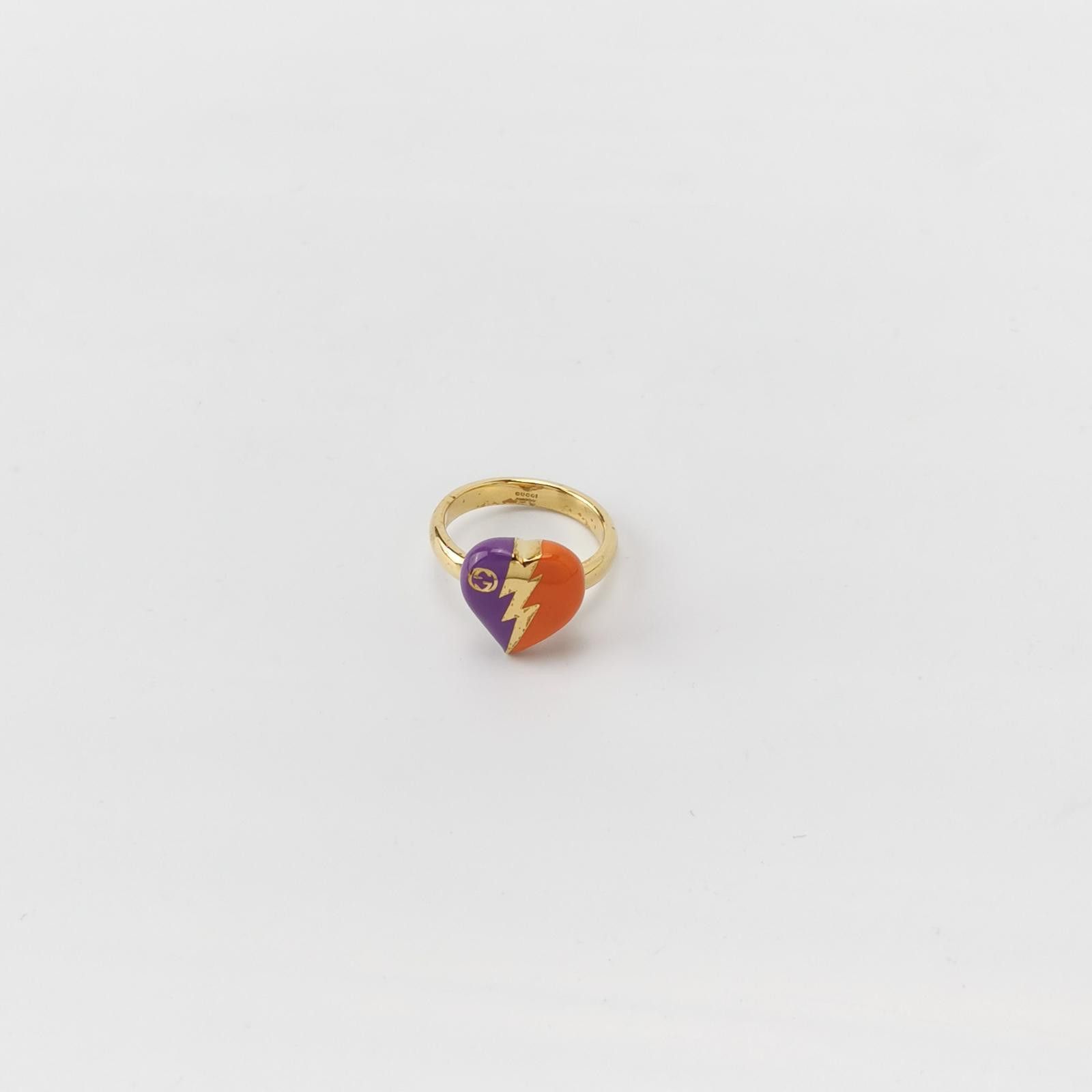Gucci Gucci Colorblock Heart Double G Ring Size 17 -z2505 Size ONE SIZE - 1 Thumbnail