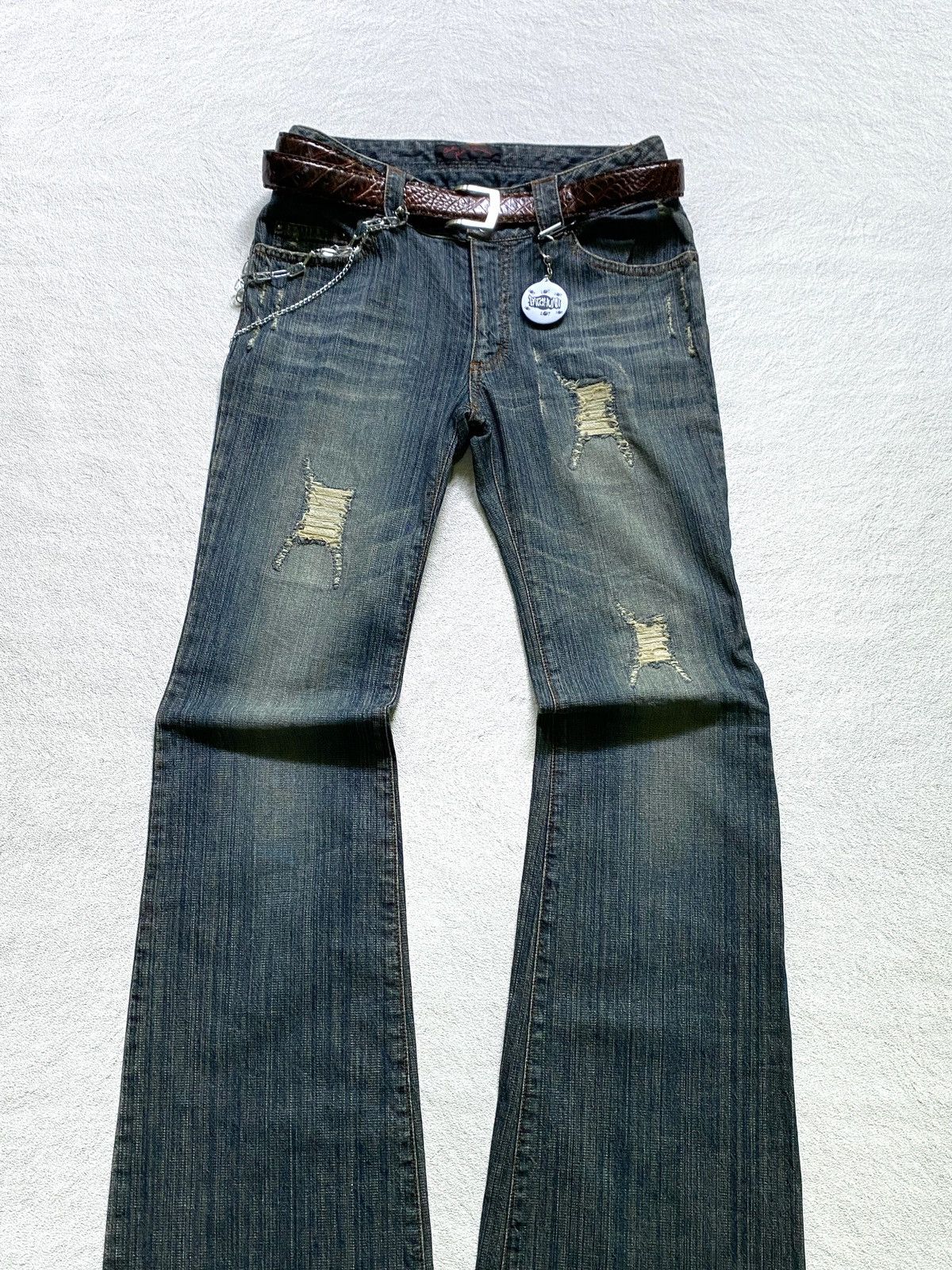 Japanese Brand SICK💰 A.R.C Flared Distresssed Jeans Size US 29 - 3 Thumbnail