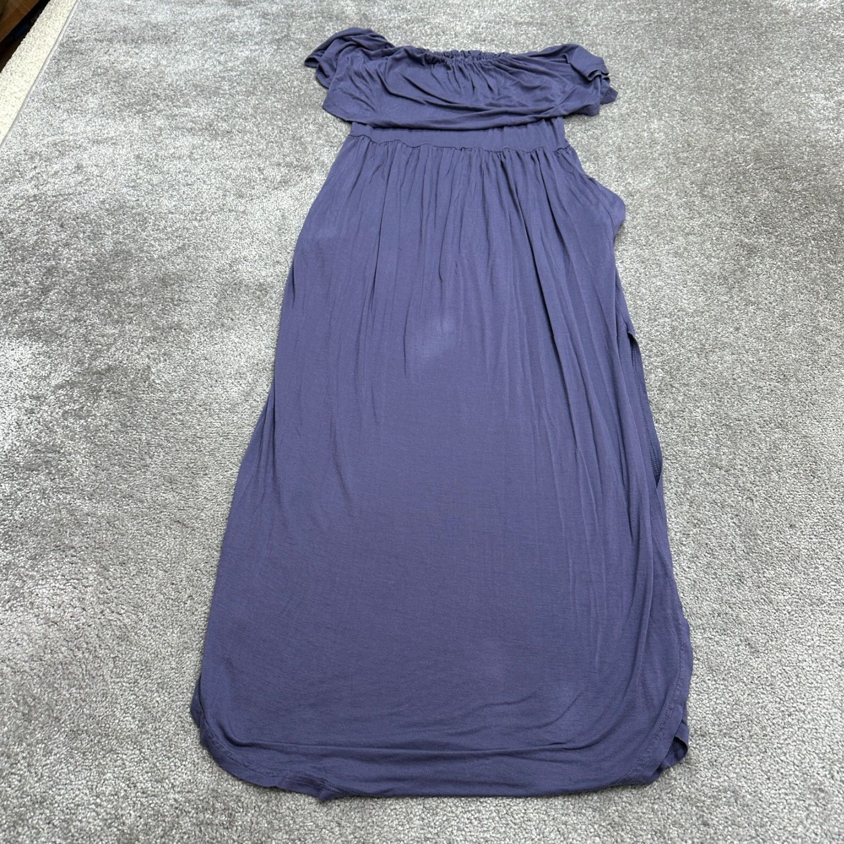 Vintage Unbranded Maxi Dress Off-Shoulder Knit Purple L Slit Pockets Beach Bohemian Womens Size L / US 10 / IT 46 - 2 Thumbnail
