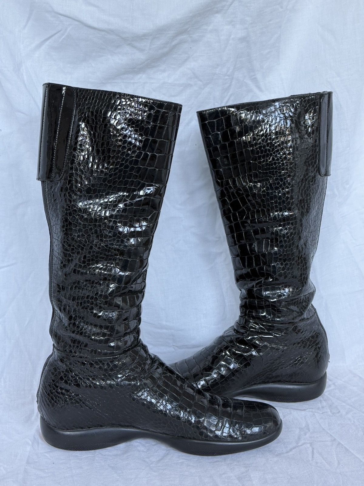 Prada Vintage Prada Linea Rossa Black Patent Leather High Boots Size US 8 / IT 38 - 8 Thumbnail