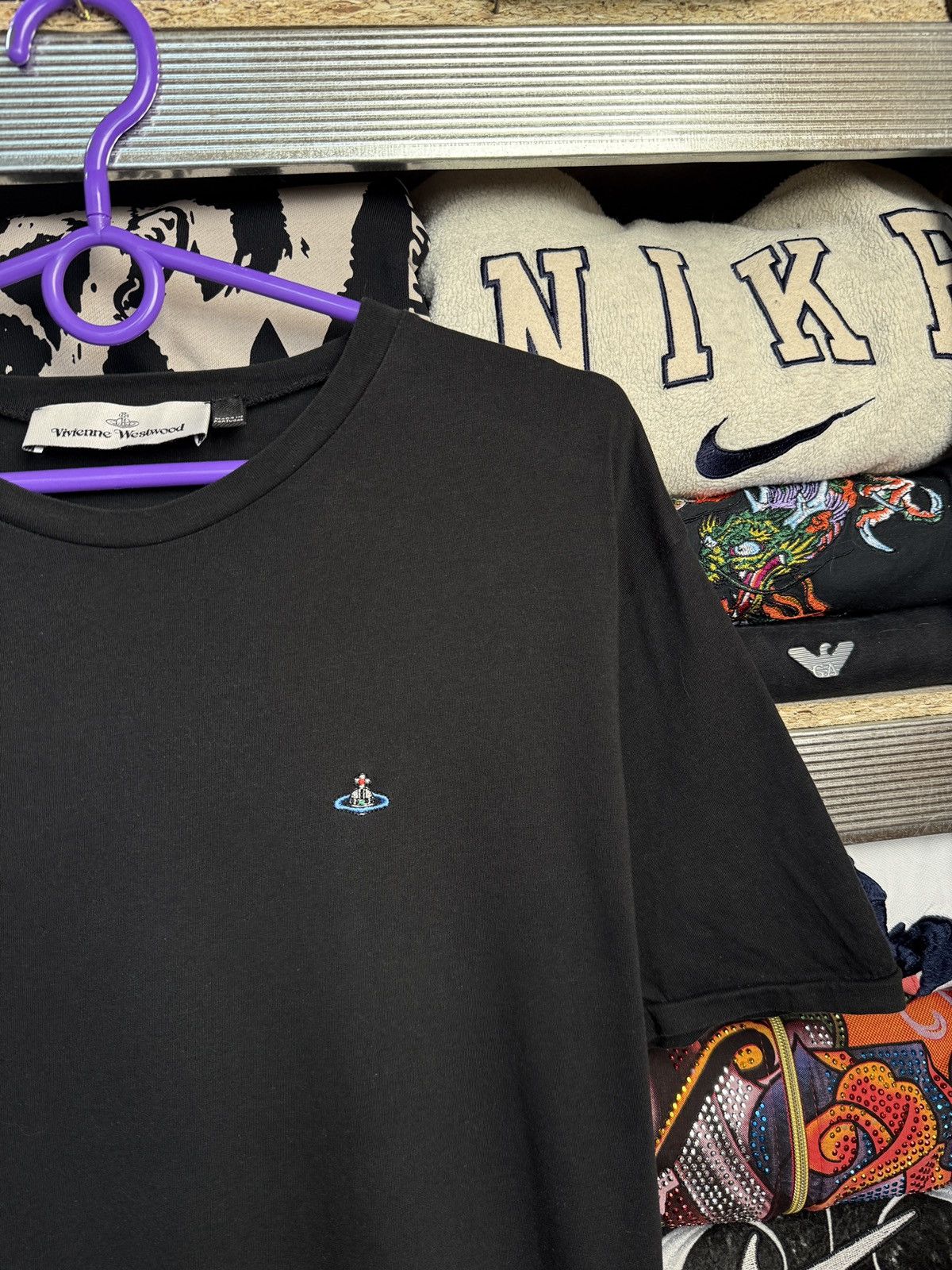 Japanese Brand Vivienne Westwood Black Tee Shirt Logo Size US XL / EU 56 / 4 - 4 Thumbnail