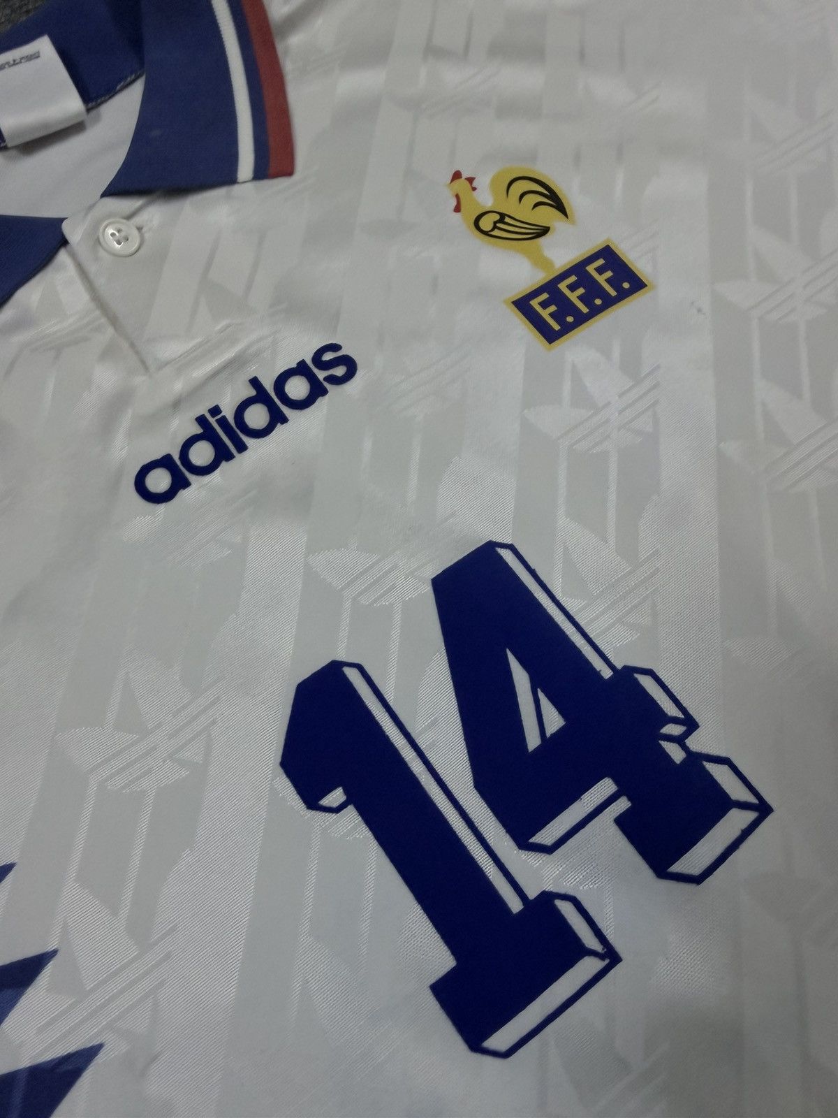Adidas Vtg⚽️1994 World Cup Jersey France#14 Zidane Size US L / EU 52-54 / 3 - 20 Thumbnail