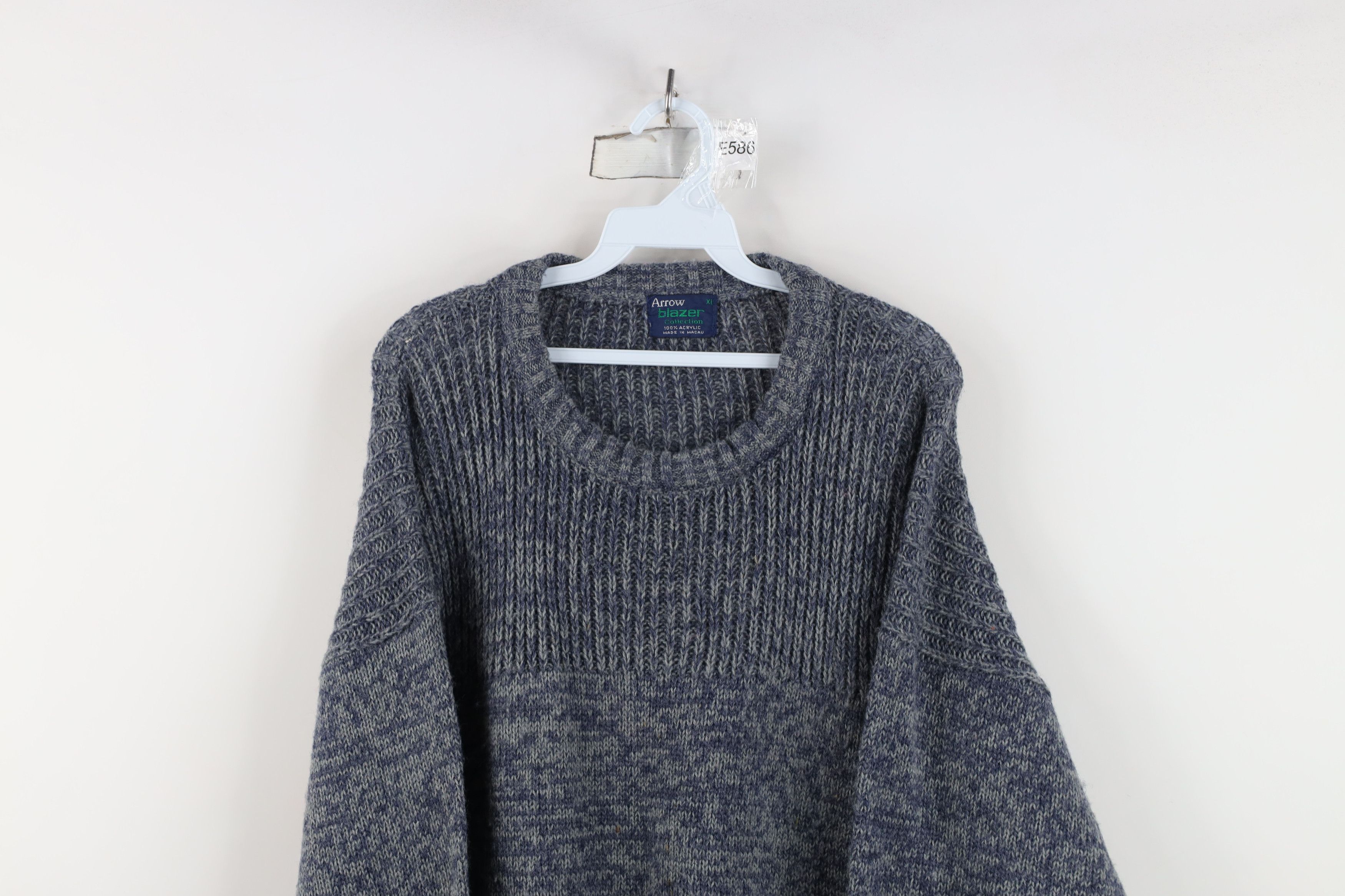 Vintage Vintage 90s Streetwear Ribbed Knit Crewneck Sweater Blue Size US XL / EU 56 / 4 - 2 Thumbnail