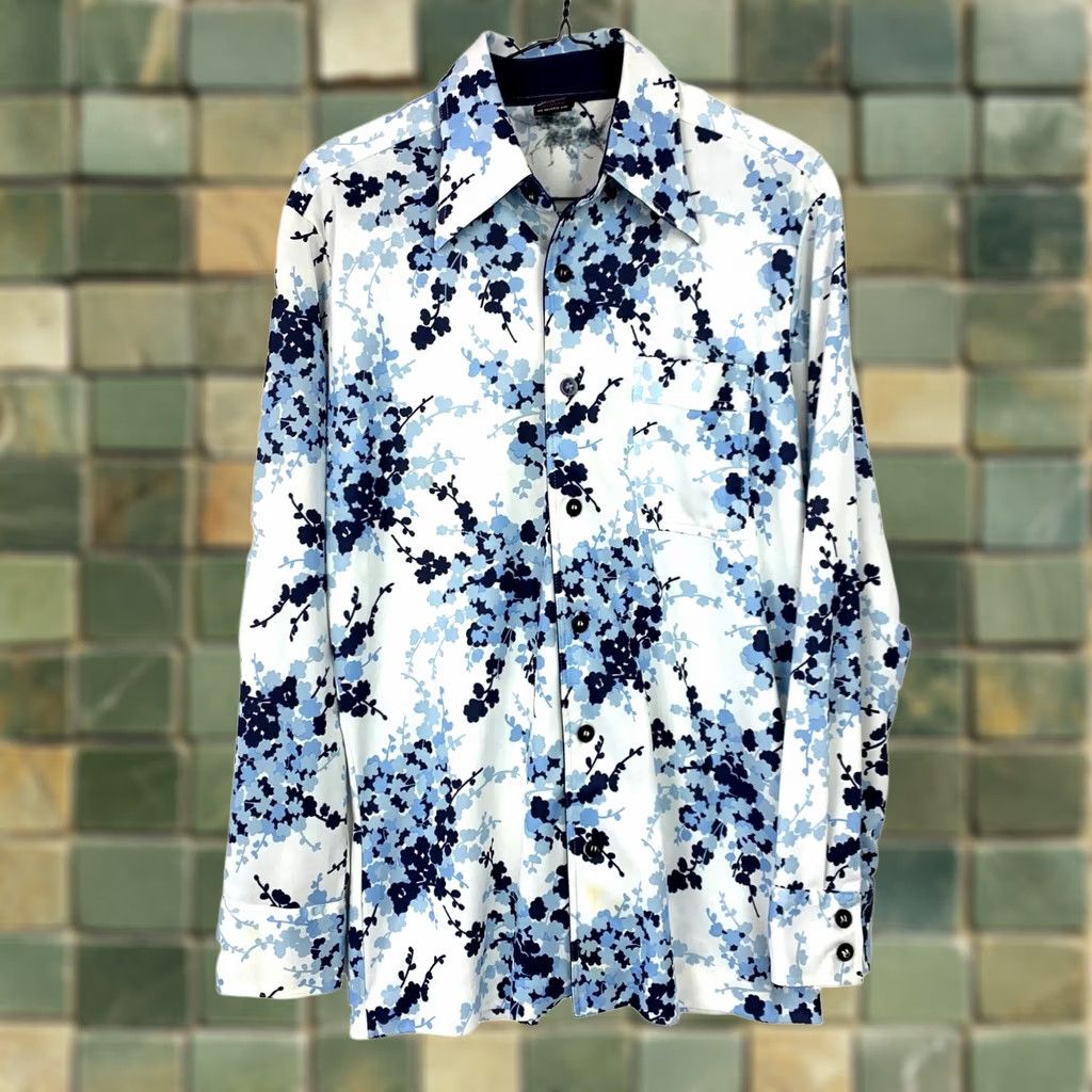 Vintage VINTAGE Joel California Shirt M White 70s Floral Polyester Saturday Night Fever Size M / US 6-8 / IT 42-44 - 1 Thumbnail