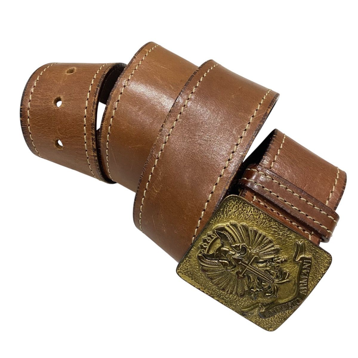 Emporio Armani VTG Emporio Armani Spanish Civil War Eagle Buckle Leather Size 32 - 1 Thumbnail