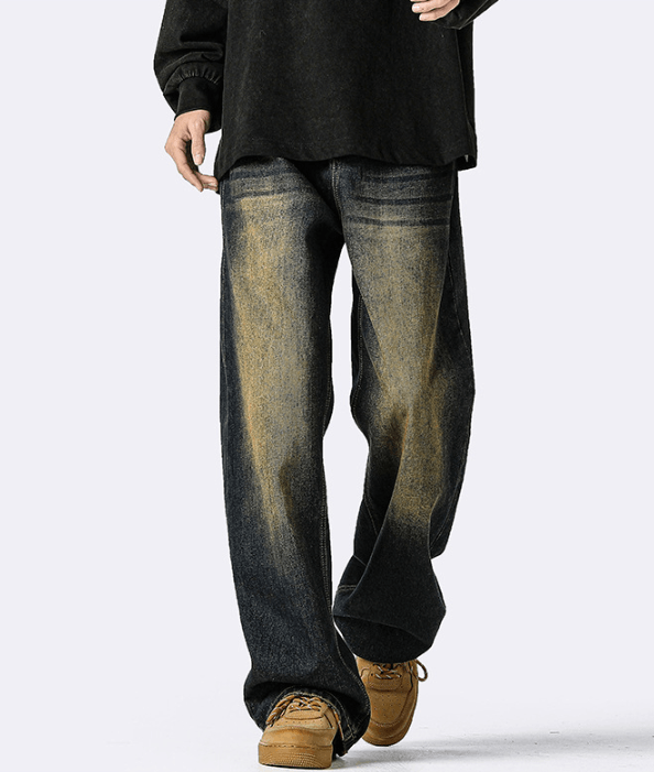Japanese Brand Retro distressed washed street loose straight casual jeans Size US 32 / EU 48 - 4 Thumbnail