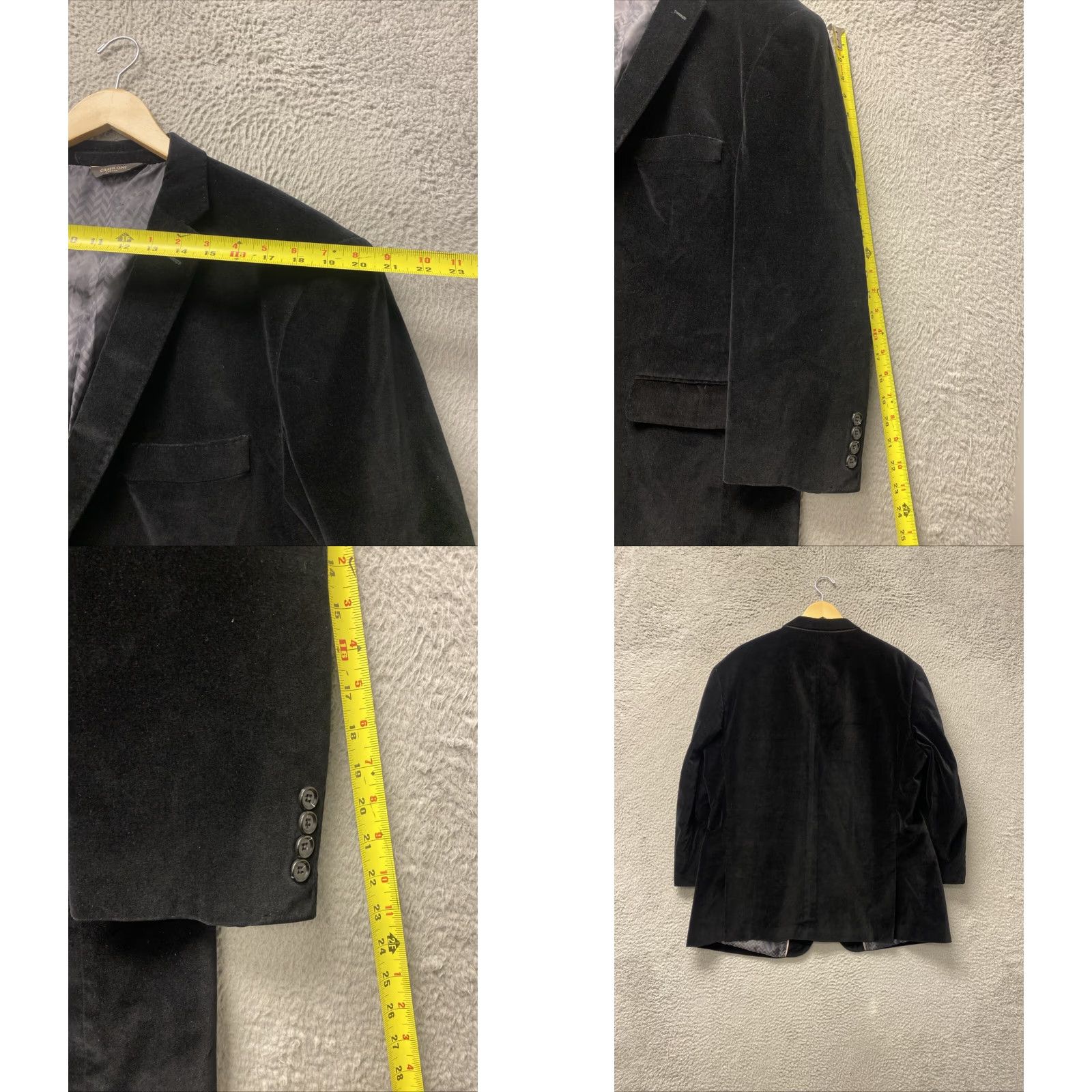 Velvet VINTAGE Camiloni Italia Men's Blazer Jacket 100% Cotton Velvet Black Regular Size 46R Sports Style Size 46R - 8 Thumbnail