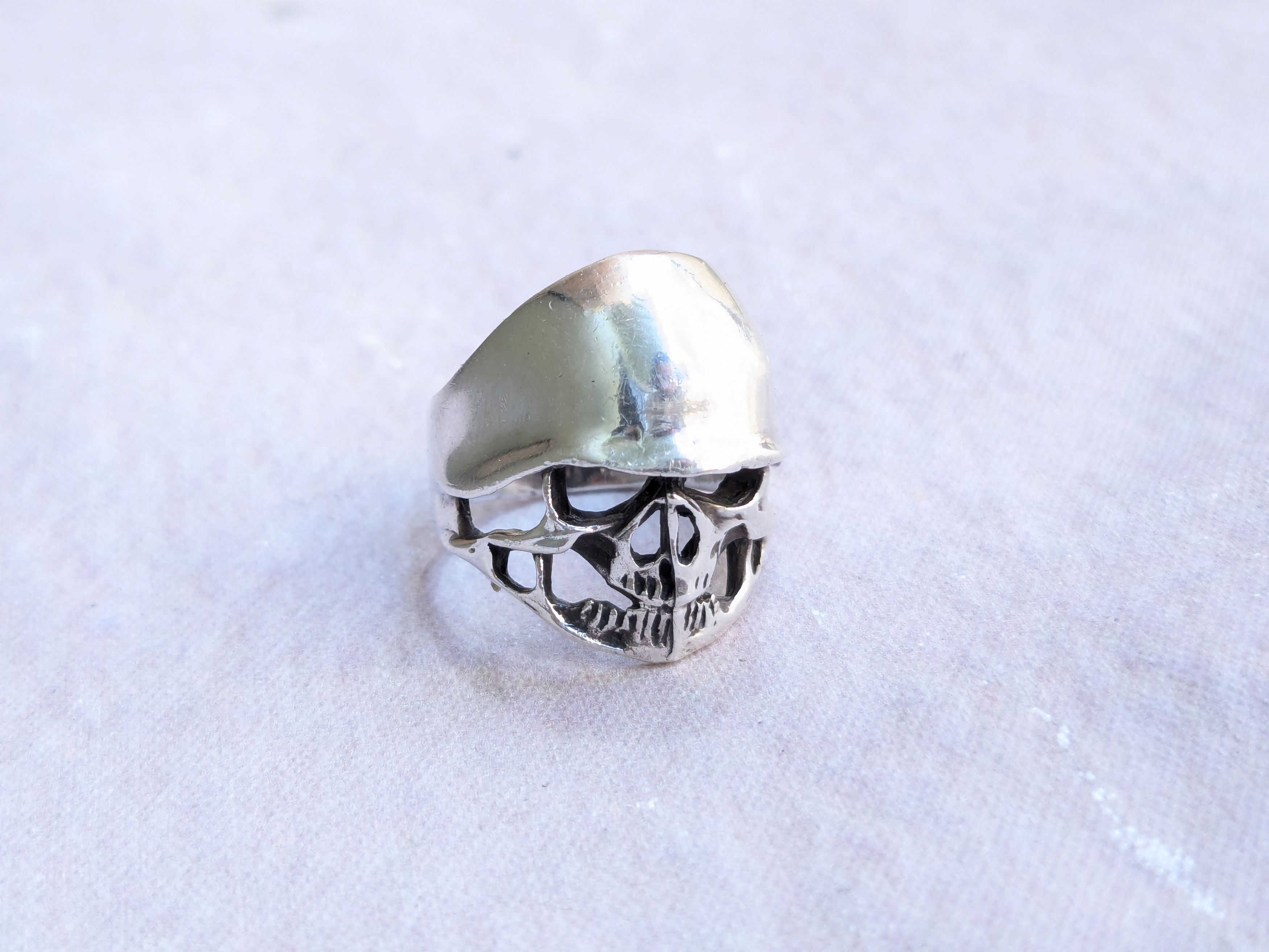 Jewelry Sterling Silver Skull Ring Biker Helmet 9.5 Punk Size ONE SIZE - 1 Thumbnail
