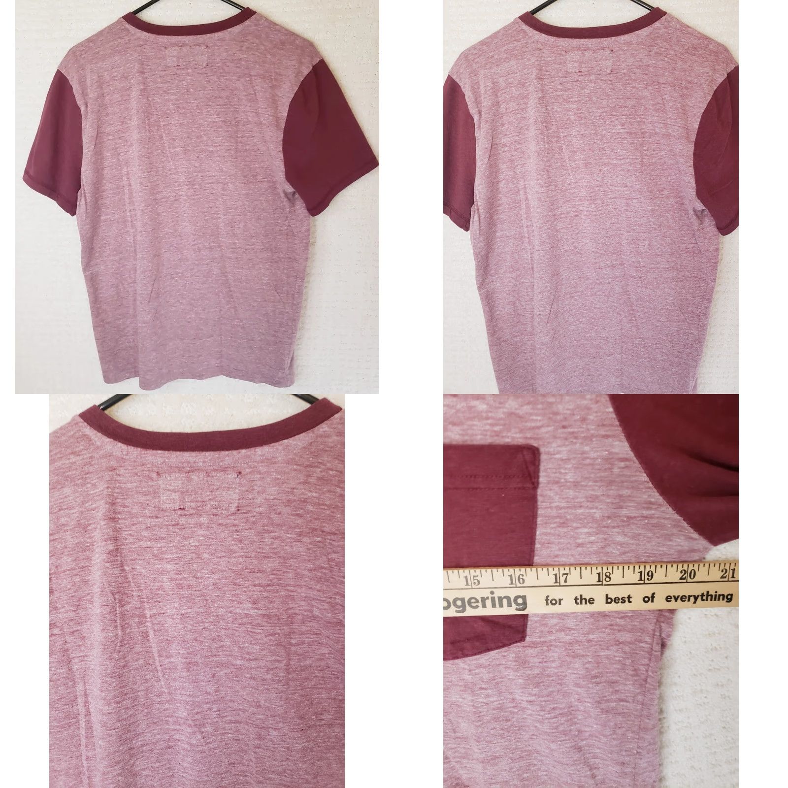 Lucky Brand Lucky Brand Men’s T-Shirt Pocket V-Neck Maroon Heathered Regular M Red Jersey Short Sleeve Clothing Shirt Mens Size US M / EU 48-50 / 2 - 8 Thumbnail