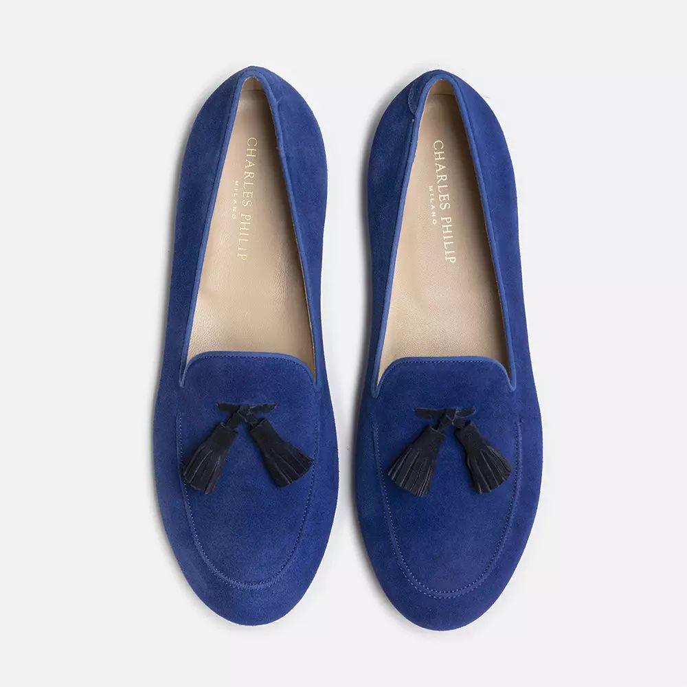 Other Charles Philip Chic Blue Suede Loafers Size US 11 / EU 44 - 3 Thumbnail