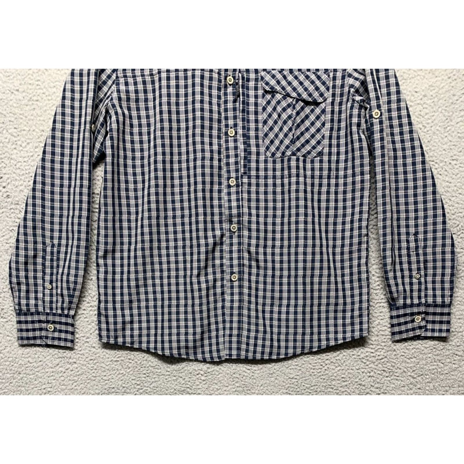 Wrangler Wrangler Outdoor Reg Fit Button Shirt Mens M Blue Plaid Vented Pockets 1-7" Zip Size US M / EU 48-50 / 2 - 3 Thumbnail