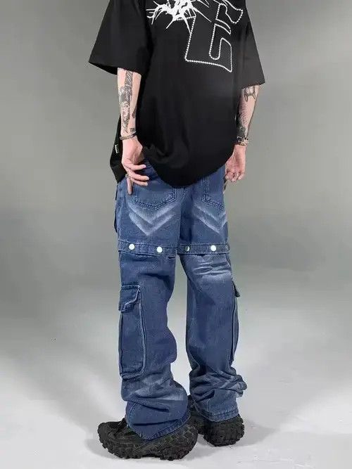 VIBE Heavy-duty washed wide-leg detachable two-wear jeans Size US 32 / EU 48 - 3 Thumbnail