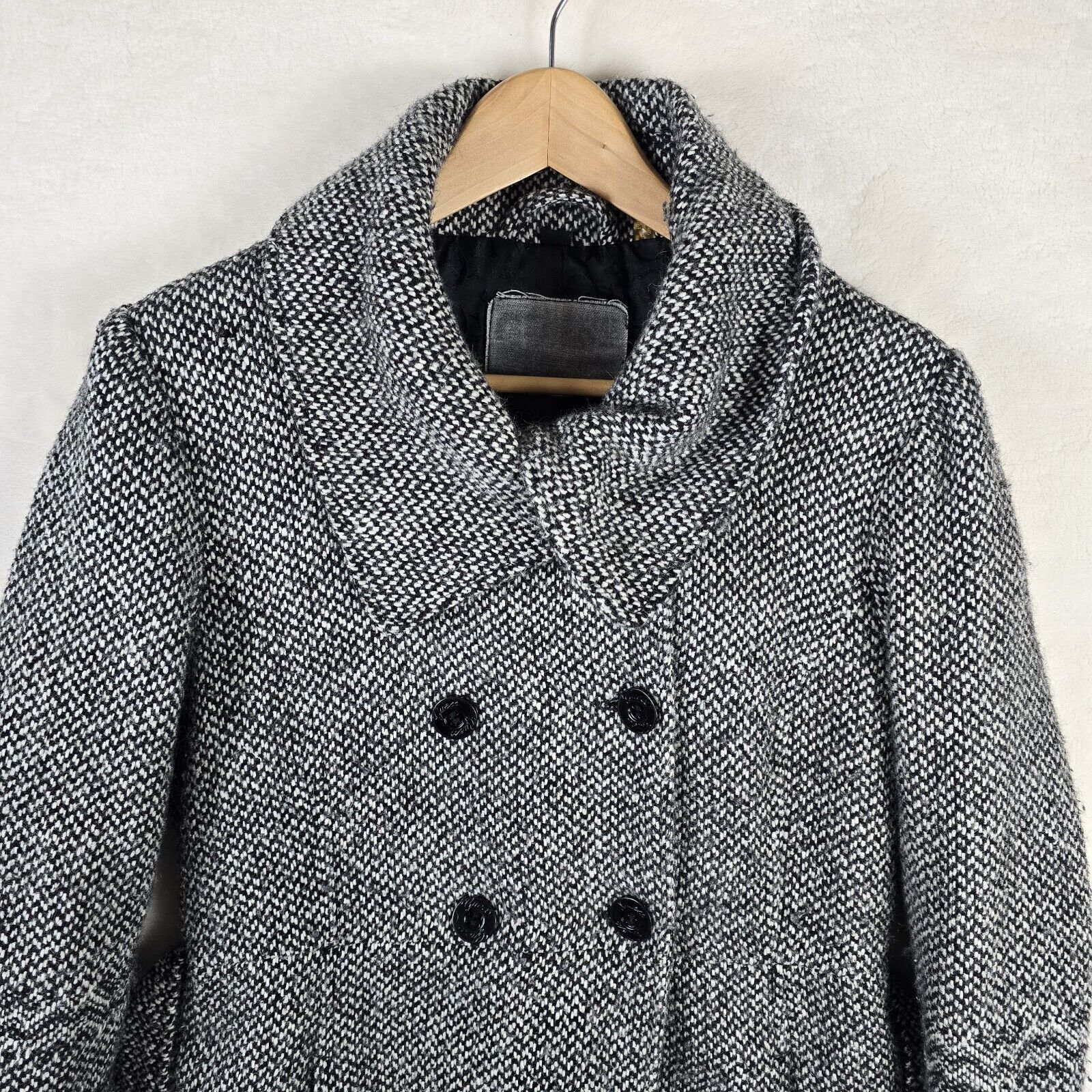 Guess Vintage GUESS Wool Blend Tweed Double-Breasted Pea Coat L Size L / US 10 / IT 46 - 4 Thumbnail