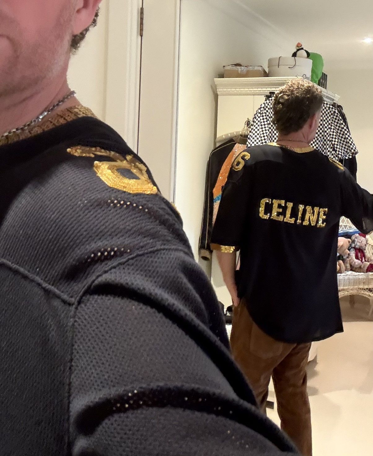 Celine $1.74k SS23 Celine 16 black gold sequin logo jersey t shirt Size US S / EU 44-46 / 1 - 5 Thumbnail