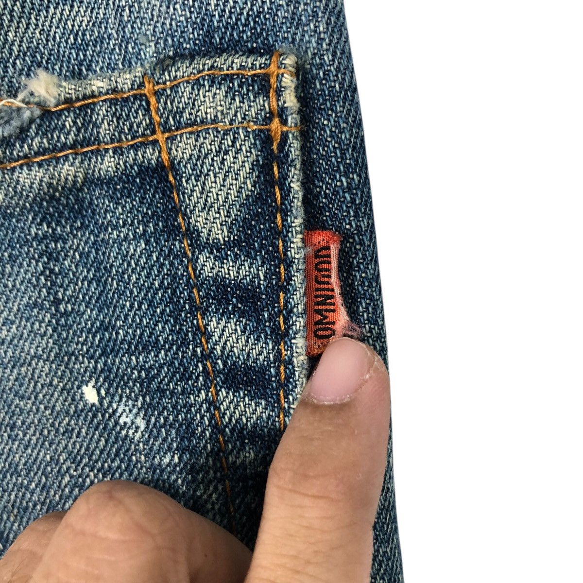 OMNIGOD Omnigod Japanese Selvedge Distressed Faded Indigo Denim Rare Size US 32 / EU 48 - 14 Thumbnail