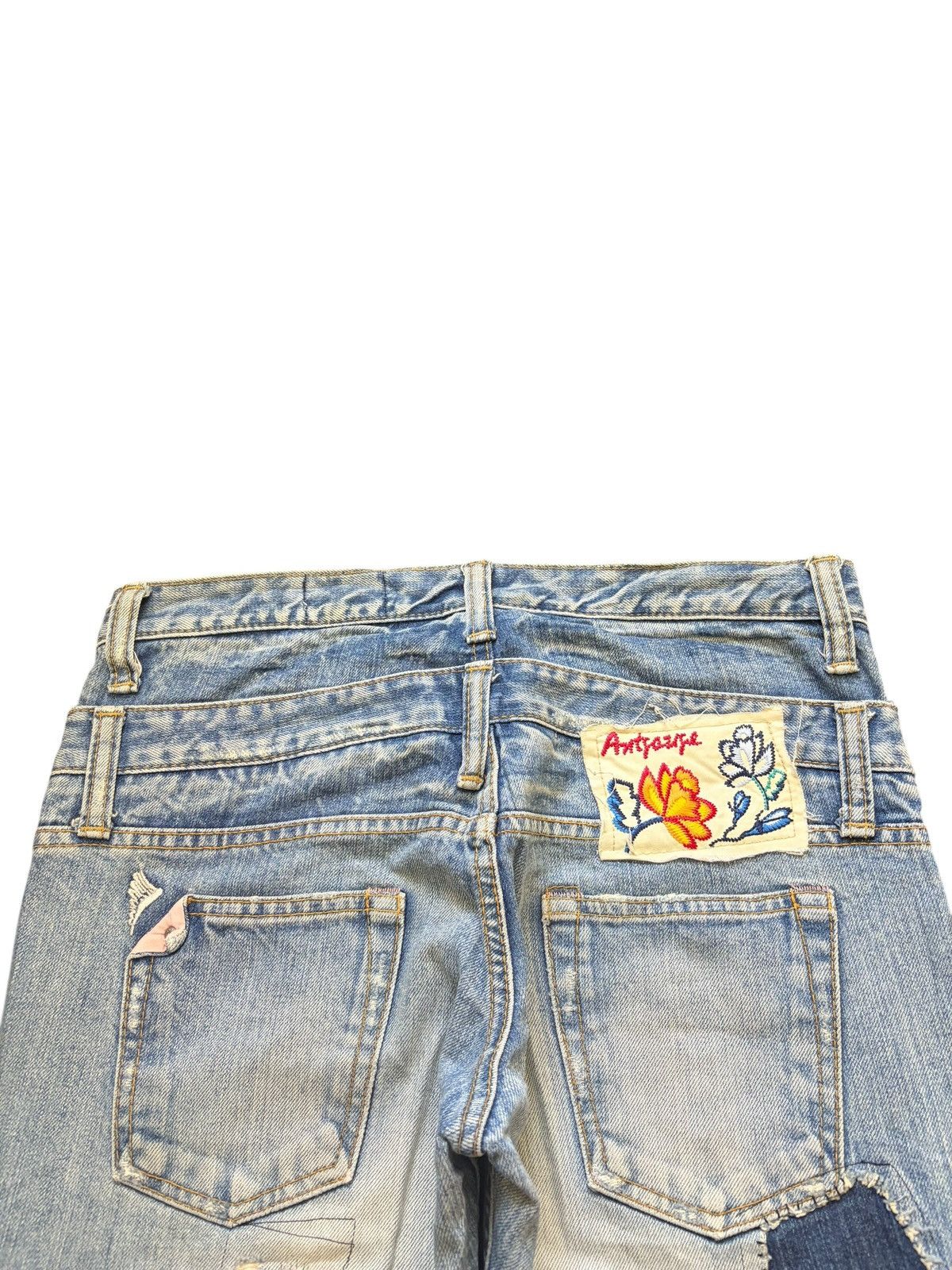 Kapital Vintage Antgauge Double Waist Patch Sashiko Distress Jeans Size 30" / US 8 / IT 44 - 4 Thumbnail