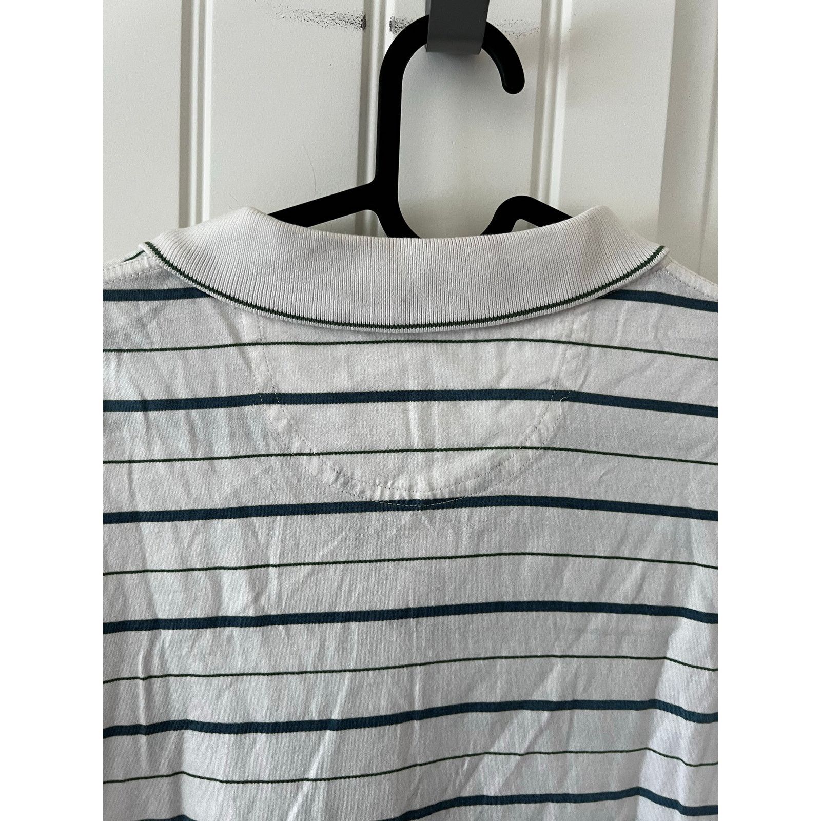 Greg Norman Men’s Polo Golf Shirt Short Sleeve Shark Logo Striped White Size US L / EU 52-54 / 3 - 10 Thumbnail