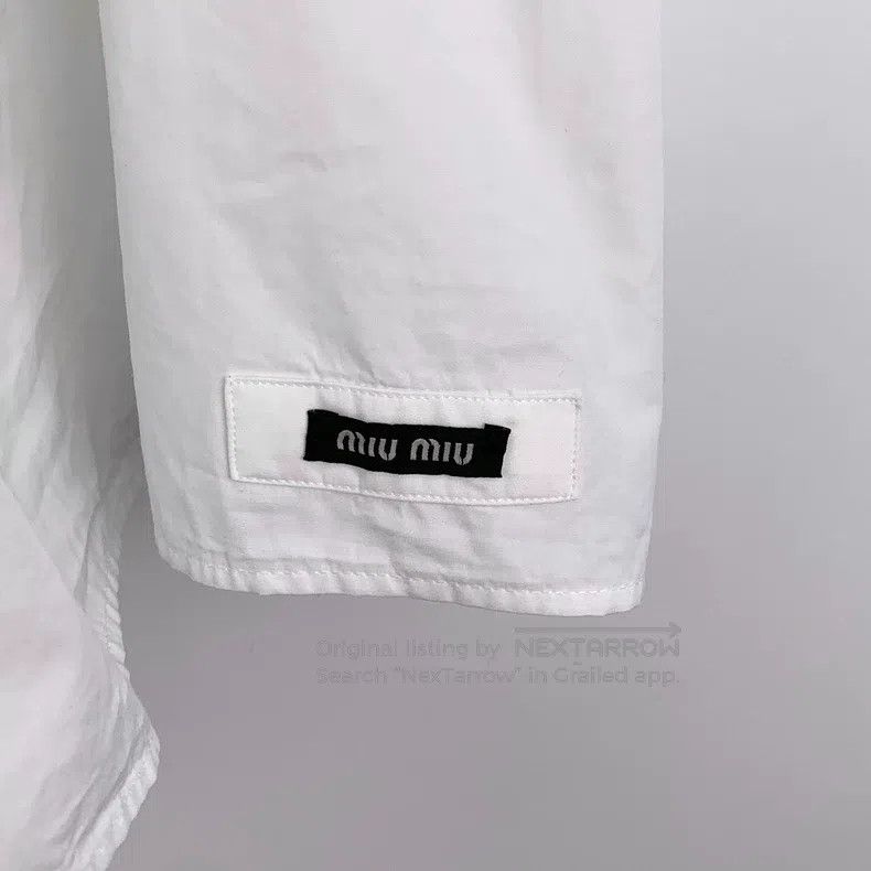 Miu Miu Miu Miu 38 White back openwork lace-up cotton round neck bu Size S / US 4 / IT 40 - 4 Thumbnail