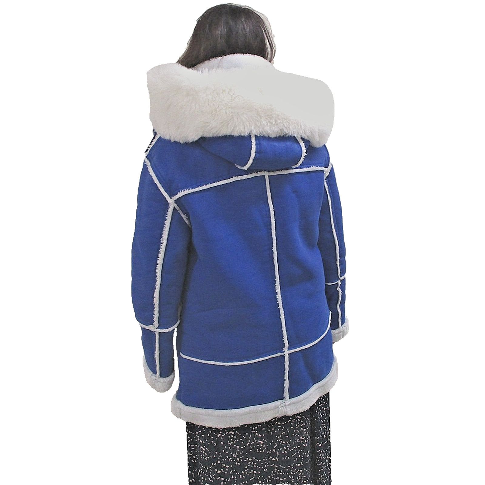 Jordan Craig Jordan Craig Coat Women Sm Blue Faux Leather Hooded Fur Trim Size S / US 4 / IT 40 - 3 Thumbnail