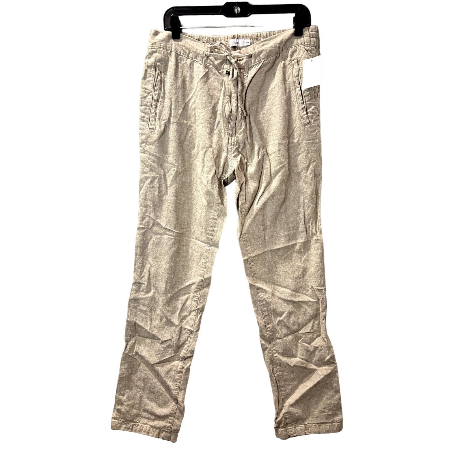 Onia ONIA Women's Khaki High-Waist Linen Drawstring Trouser Sz M Size 28" / US 6 / IT 42 - 1 Thumbnail