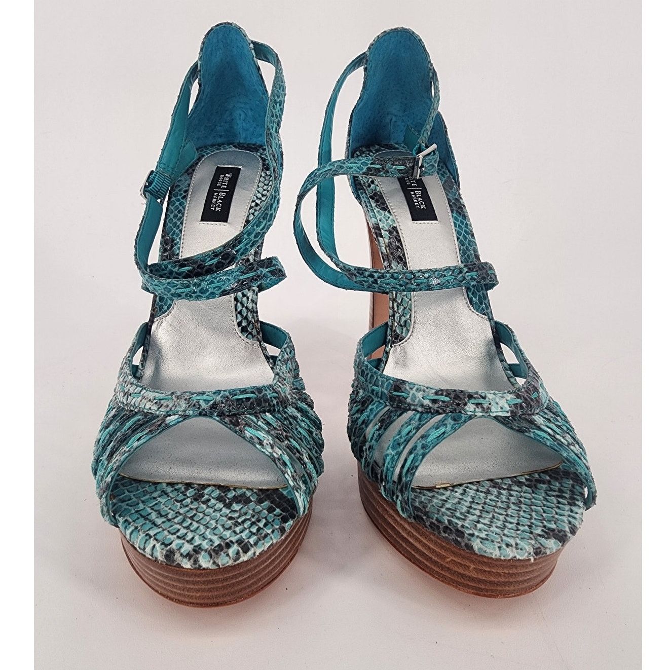 White House Black Market White House Black Market Teal Snakeskin Sandal Women's Sz 10 Size US 10 / IT 40 - 10 Thumbnail