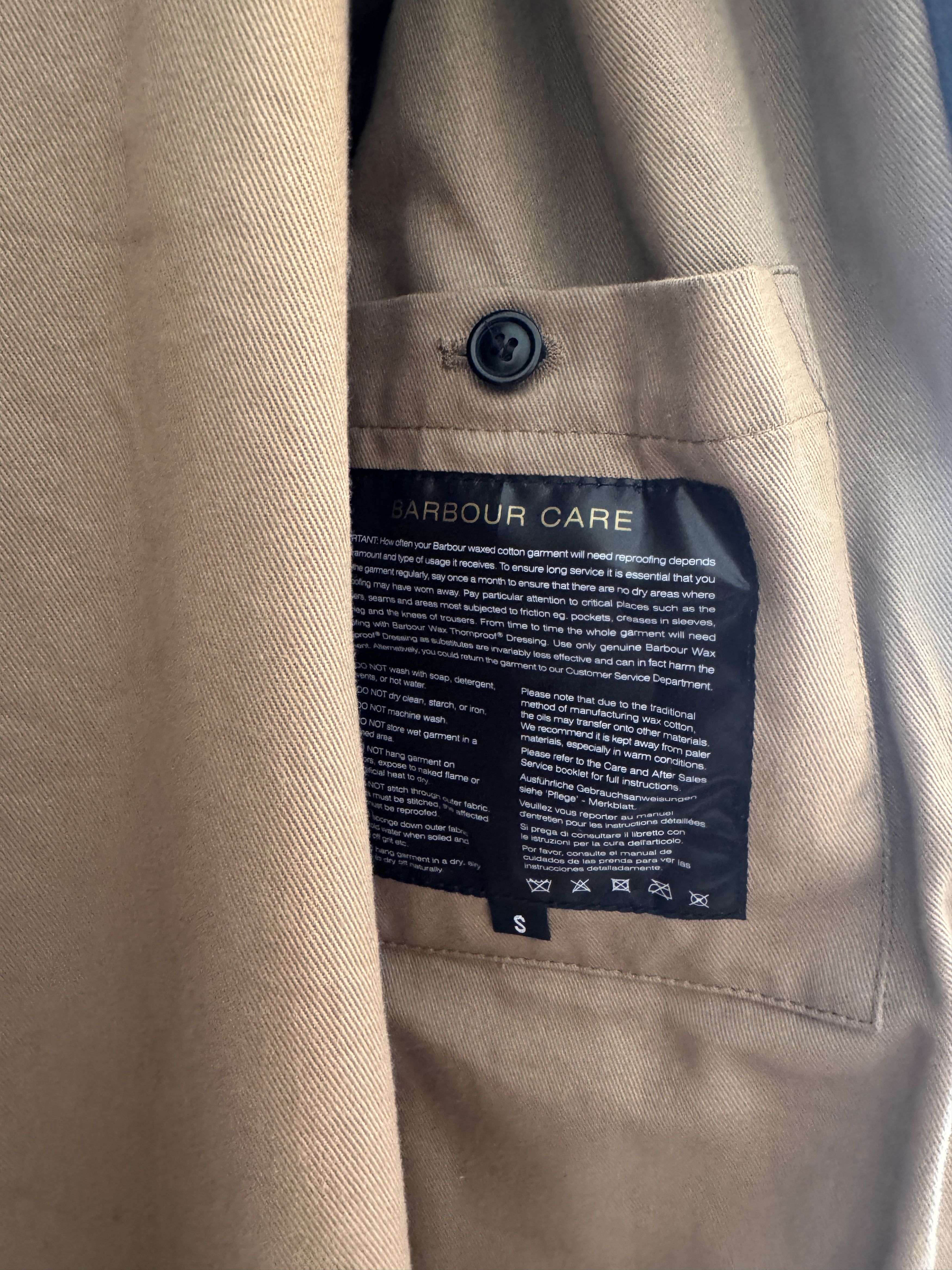 Waxed Cotton Rain Coat in Blue, Men's (Size S) — image 4 of 6