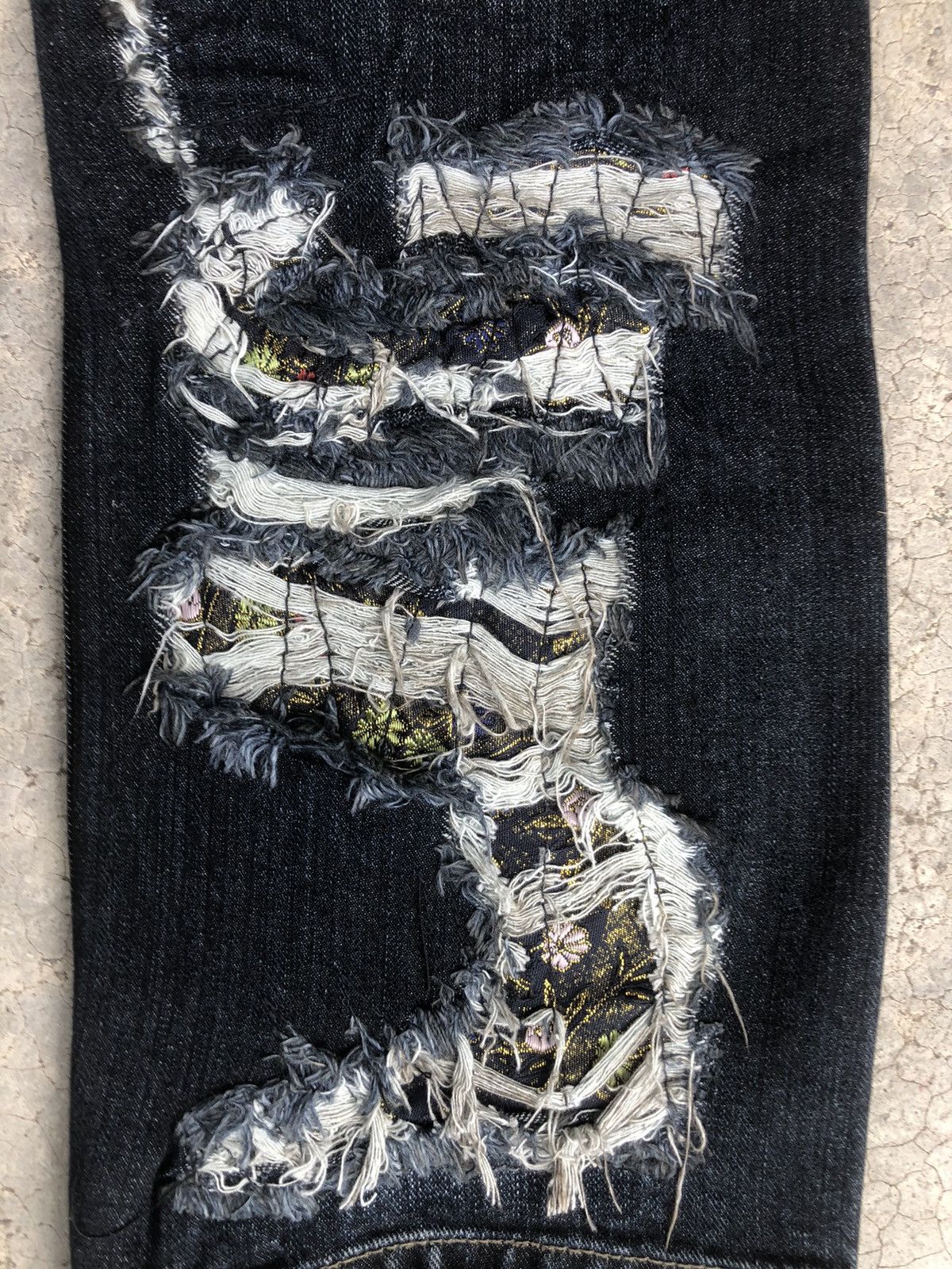 PPFM Japanese PPFM Distressed Patchwork Jeans Size US 31 - 17 Thumbnail