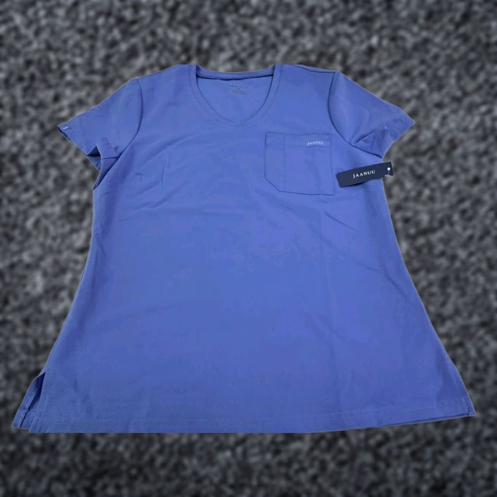 Vintage NWT Jaanuu Womens Medical Scrub Top Blue Size Medium P/R/SP J96241 #6611 Size M / US 6-8 / IT 42-44 - 1 Thumbnail