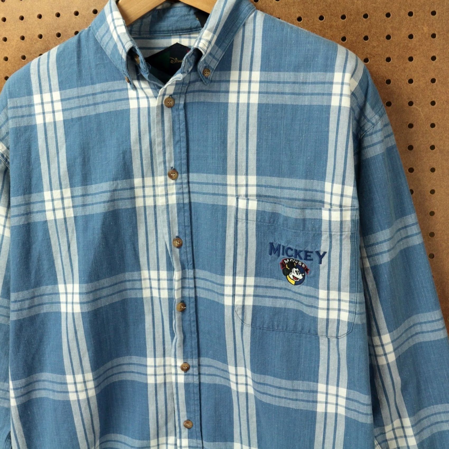 Disney vtg Disney Store mickey mouse plaid men's shirt LARGE blue 90s 00s Size US L / EU 52-54 / 3 - 3 Thumbnail