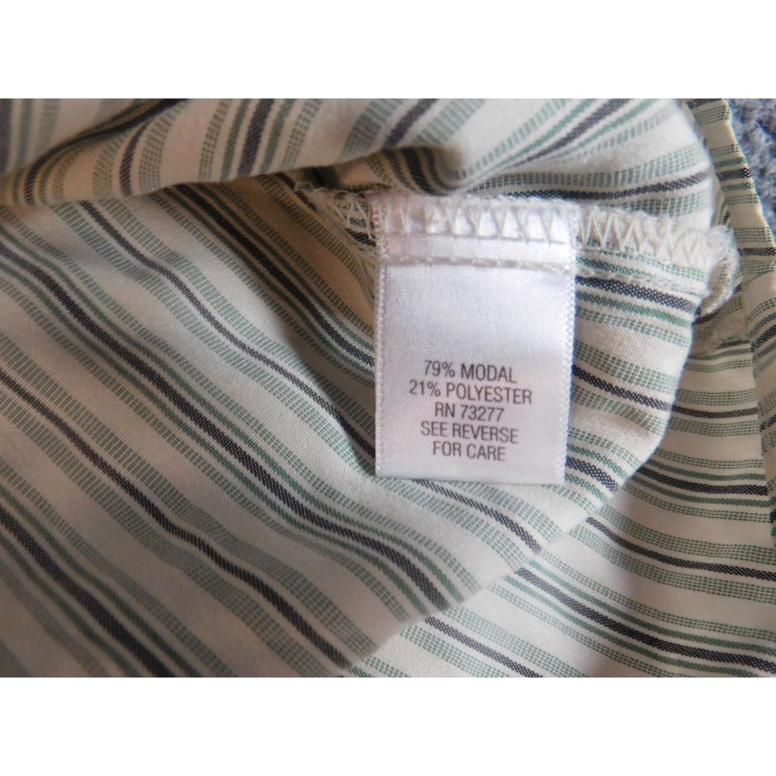 Croft & Barrow Croft & Barrow Womens Button-Up Shirt XL Green Striped Casual Long Sleeve Modal Rayon Classic Stretch Size XL / US 12-14 / IT 48-50 - 7 Thumbnail