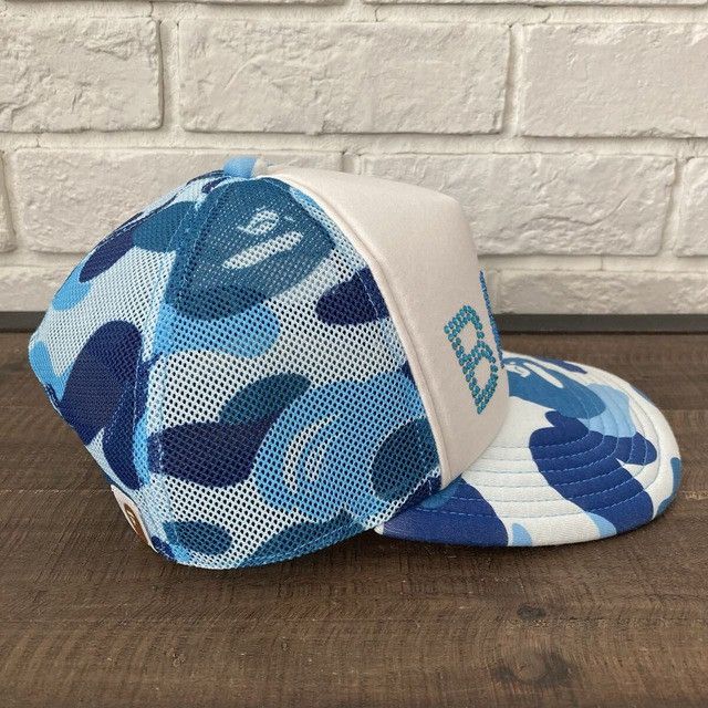 Bape BAPE CRYSTAL STONE ABC CAMO Blue trucker hat cap APE Size ONE SIZE - 3 Thumbnail