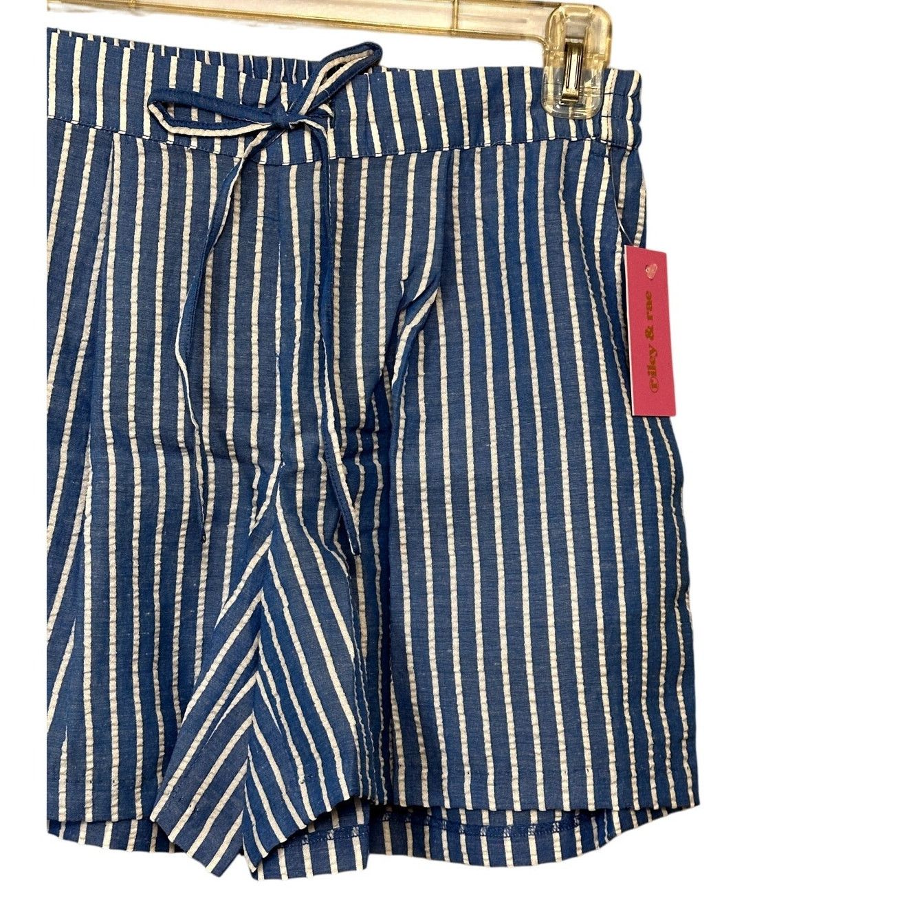 Other Riley & Rae Shorts Elastic Waist Striped Blue/White W XS NWT Size 26" / US 2 / IT 38 - 4 Thumbnail