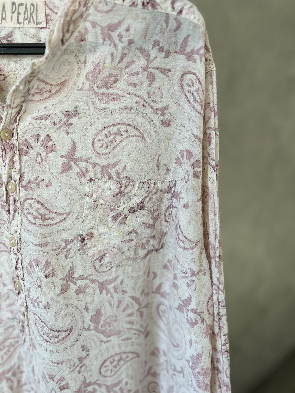Magnolia Pearl Magnolia Pearl Idgy Blockprint Paisley Shirt/Blouse Size ONE SIZE - 5 Thumbnail
