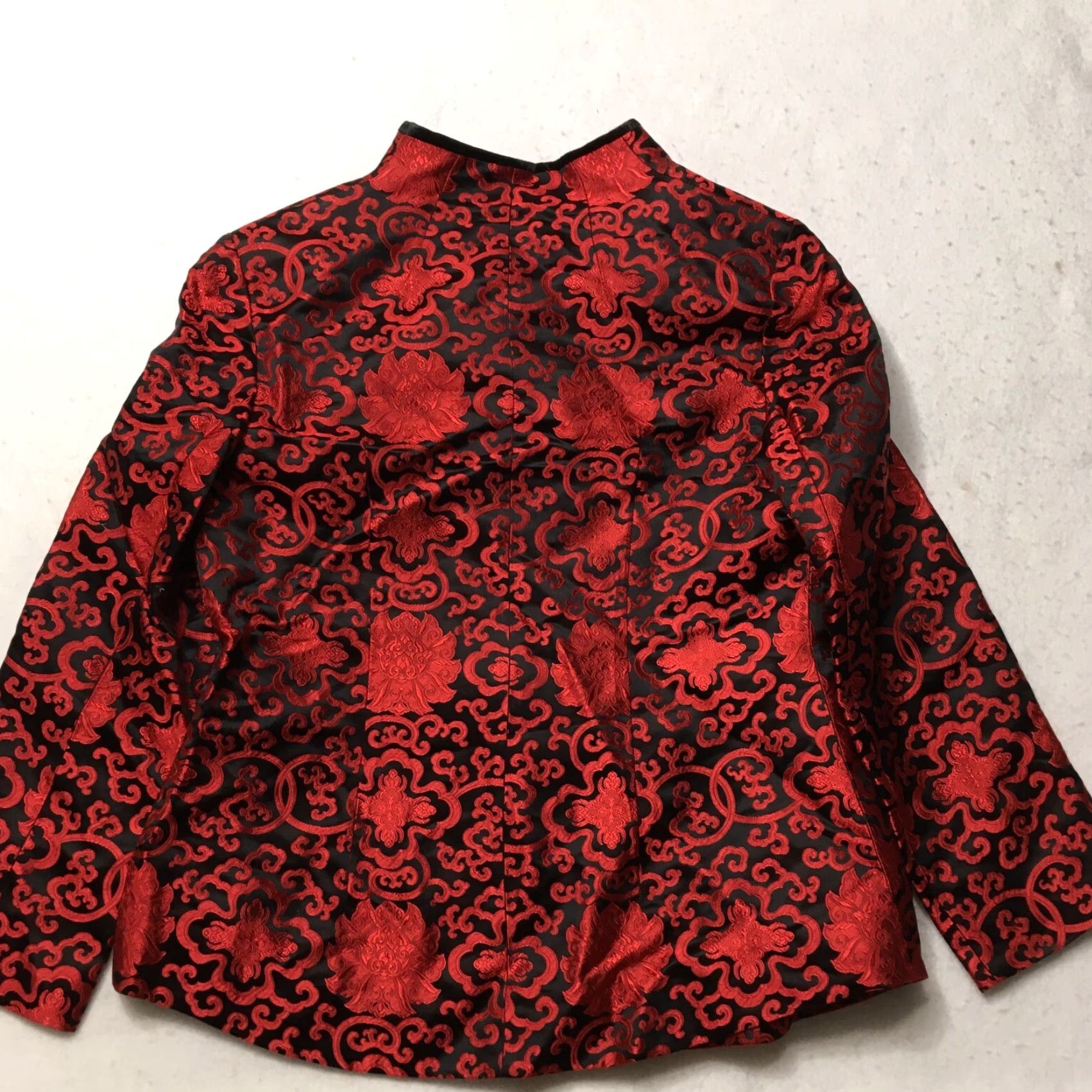 Vintage yunzhijun Women's Blazer XL Red Brocade Silk Blend Long Sleeve Button Front Casual Formal Vintage Style Spring Fall Summer? Size XL / US 12-14 / IT 48-50 - 6 Thumbnail