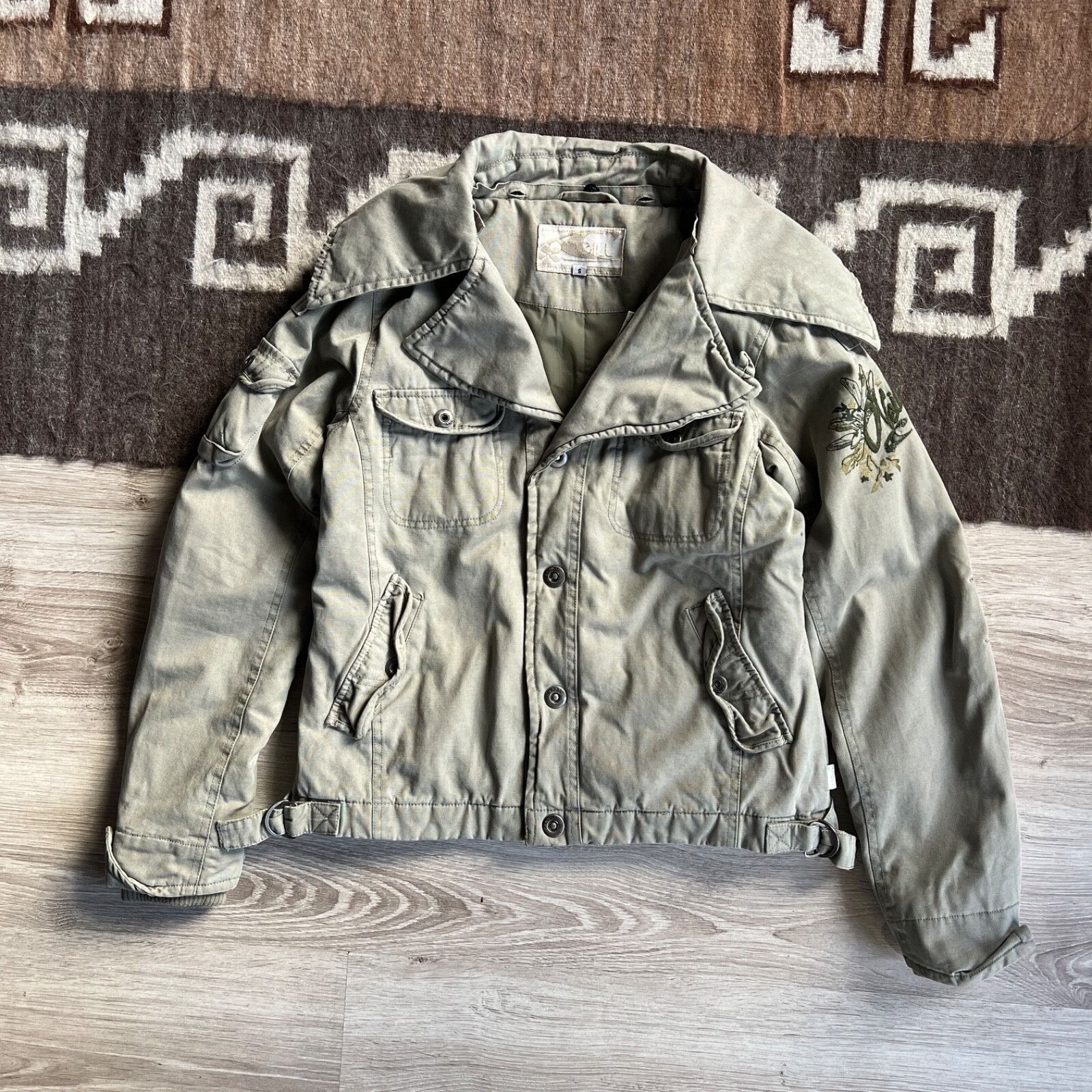 O'Neill O'Neill Vintage Y2K Fur Trim Cotton Crop Jacket 8927AC Size S / US 4 / IT 40 - 5 Thumbnail