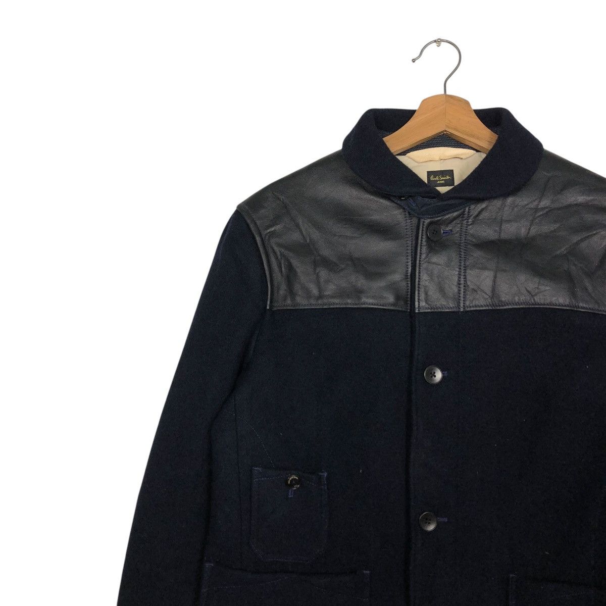 Paul Smith 🔥VINTAGE WOOL JACKET PAUL SMITH JEANS LEATHER PARTS HAND Size US M / EU 48-50 / 2 - 9 Thumbnail