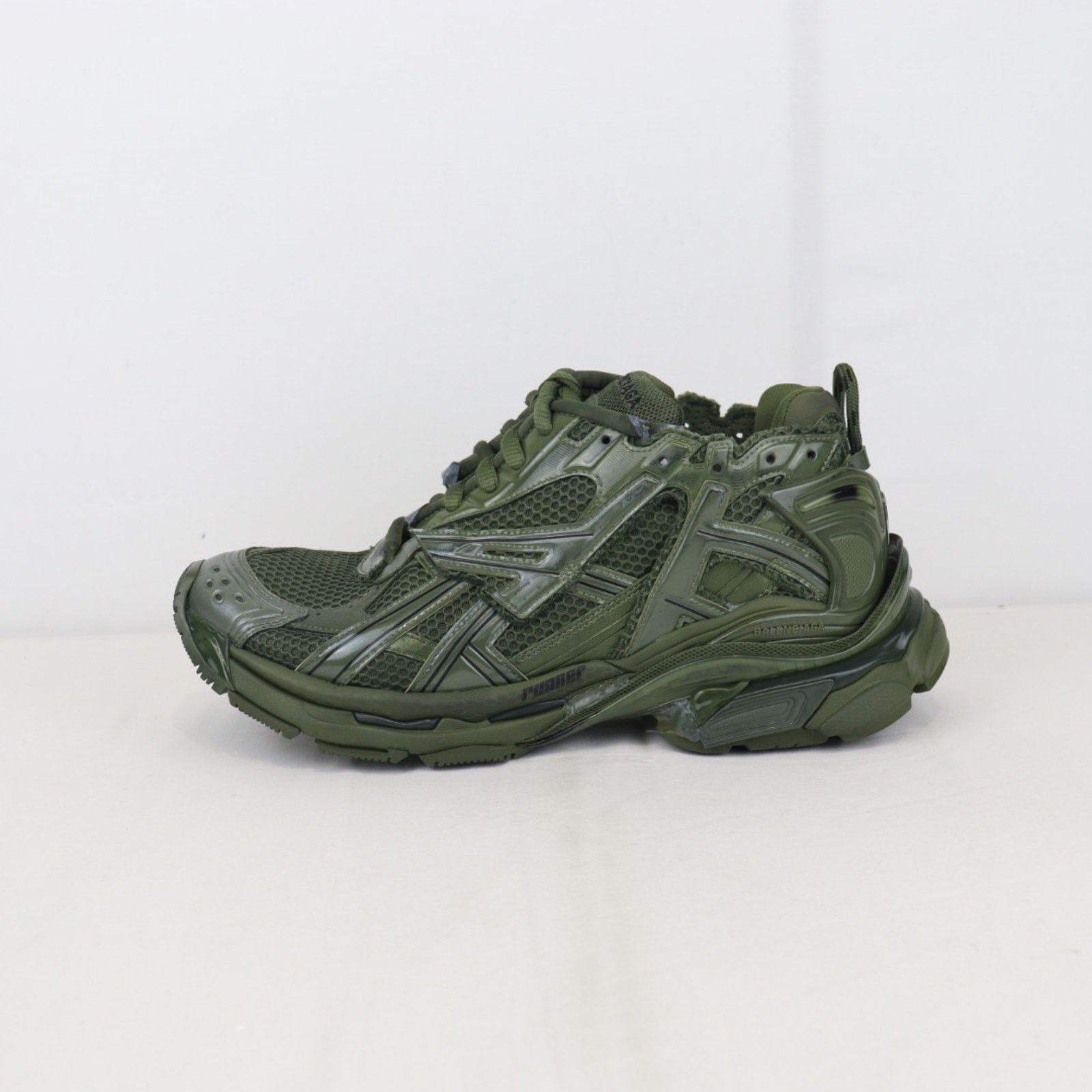 Balenciaga o1rshd1 Mesh Rubber Runner Sneakers in Kaki Size US 11 / EU 44 - 2 Thumbnail