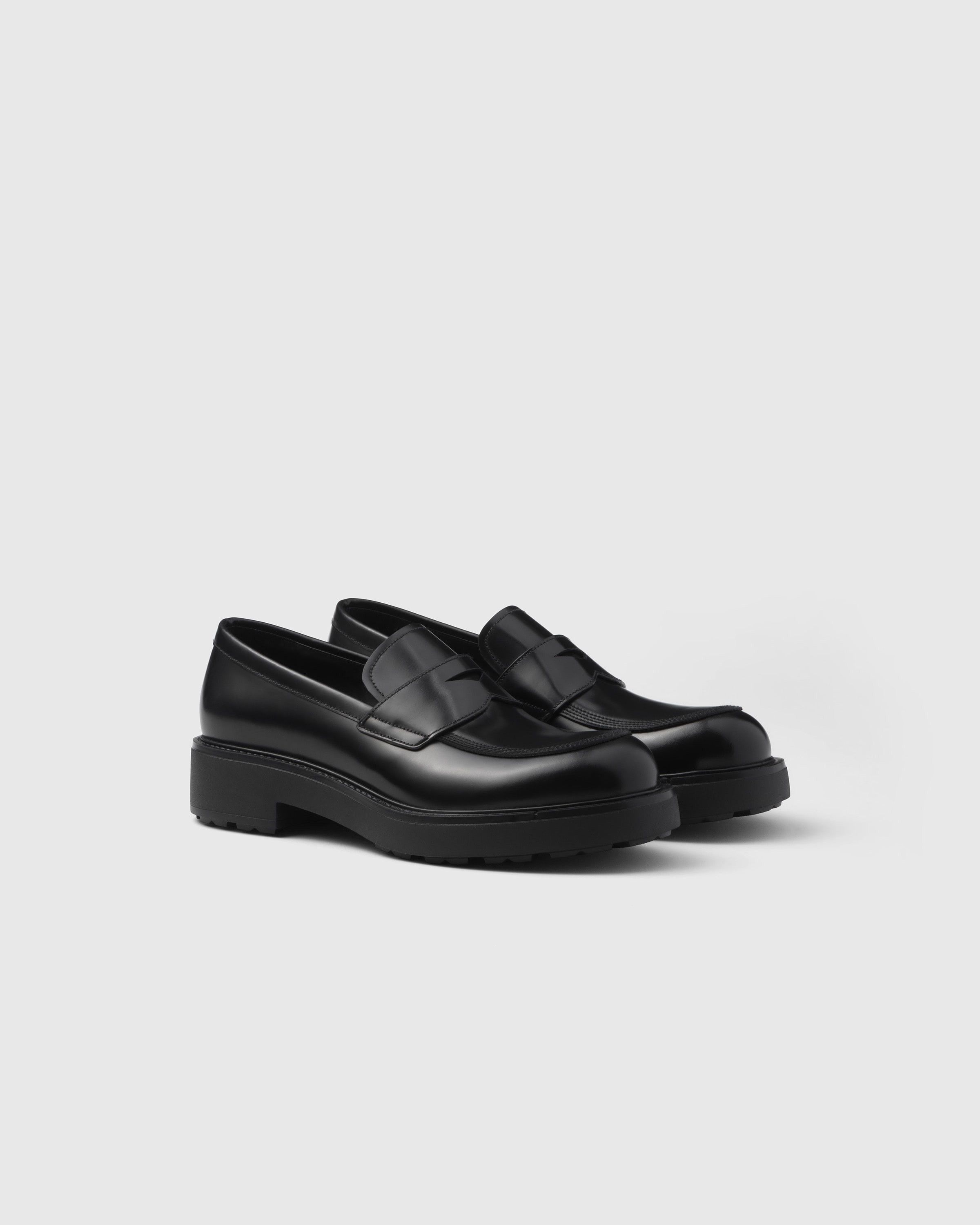 Prada o1bcso1str1025 Spazzolato Brushed Loafers in Black Size US 8 / EU 41 - 1 Thumbnail