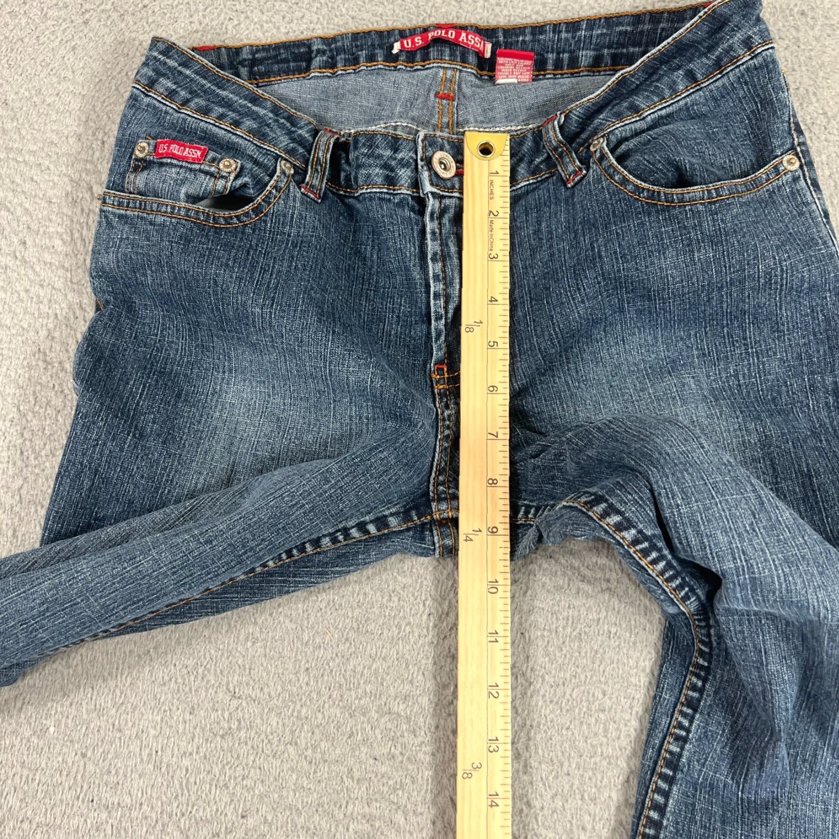 Vintage US Polo Assn. Jeans - Women - 12 - Bootcut Flare - Blue Denim - 32 Inseam - Low Rise - 90s Boho Retro Embroidered Logo Pockets Stretch Size 34" / US 12 / IT 48 - 4 Thumbnail