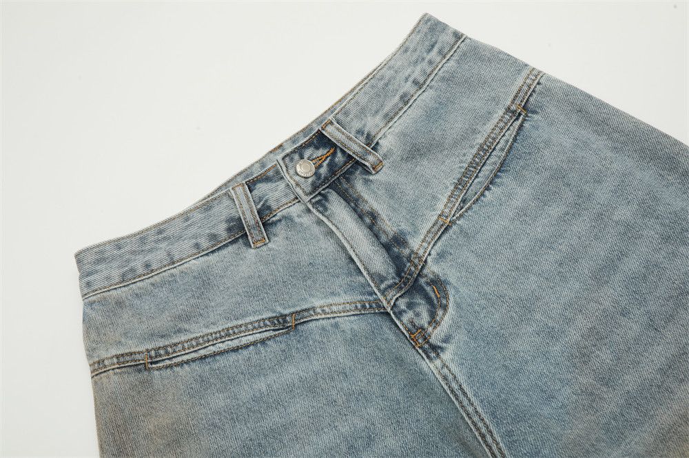 Japanese Brand × Jean Men's street punk wide leg straight distressed dirty jeans Size US 32 / EU 48 - 4 Thumbnail