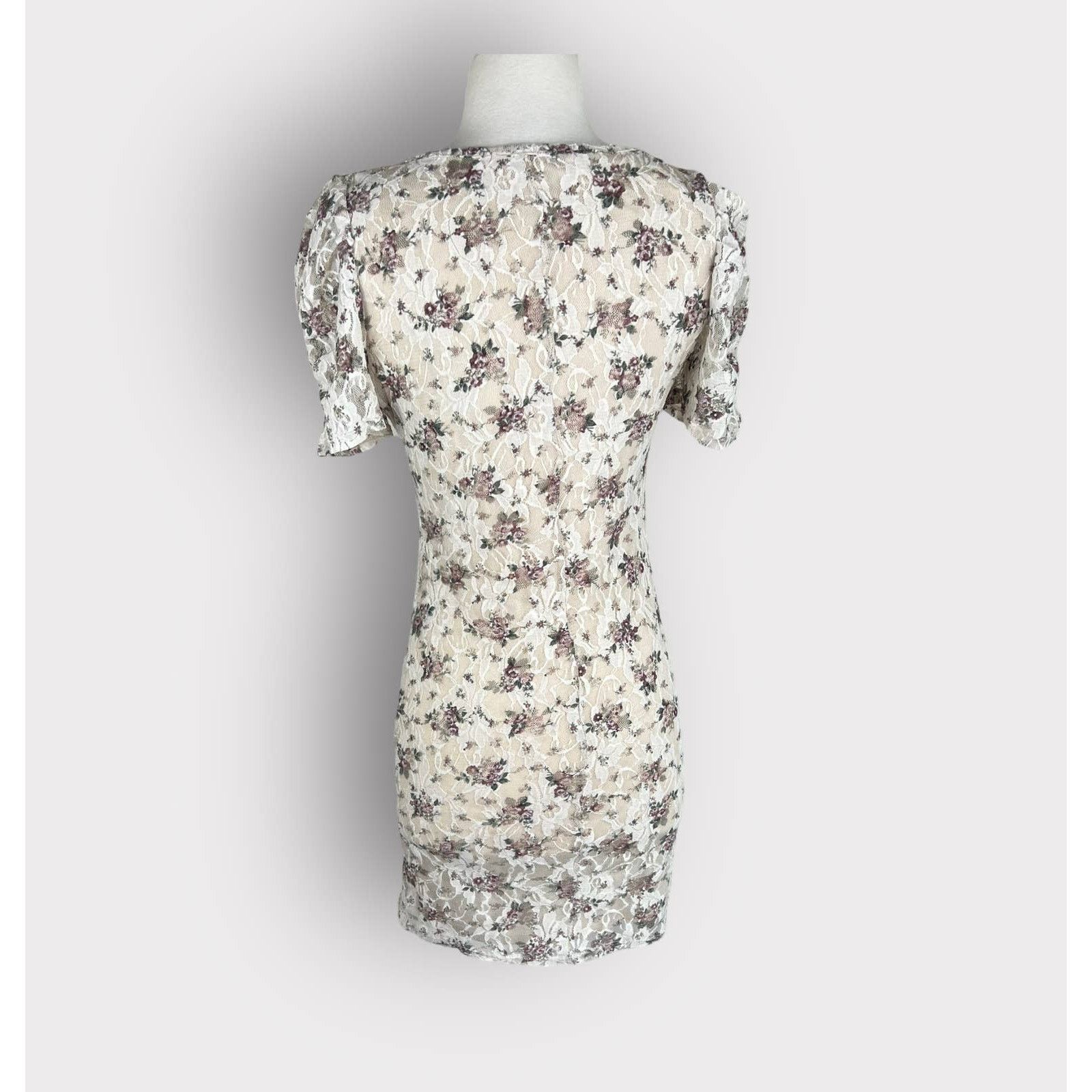 Forever 21 Forever 21 | Taupe Floral Lace Bodycon Dress | Medium Size M / US 6-8 / IT 42-44 - 4 Thumbnail